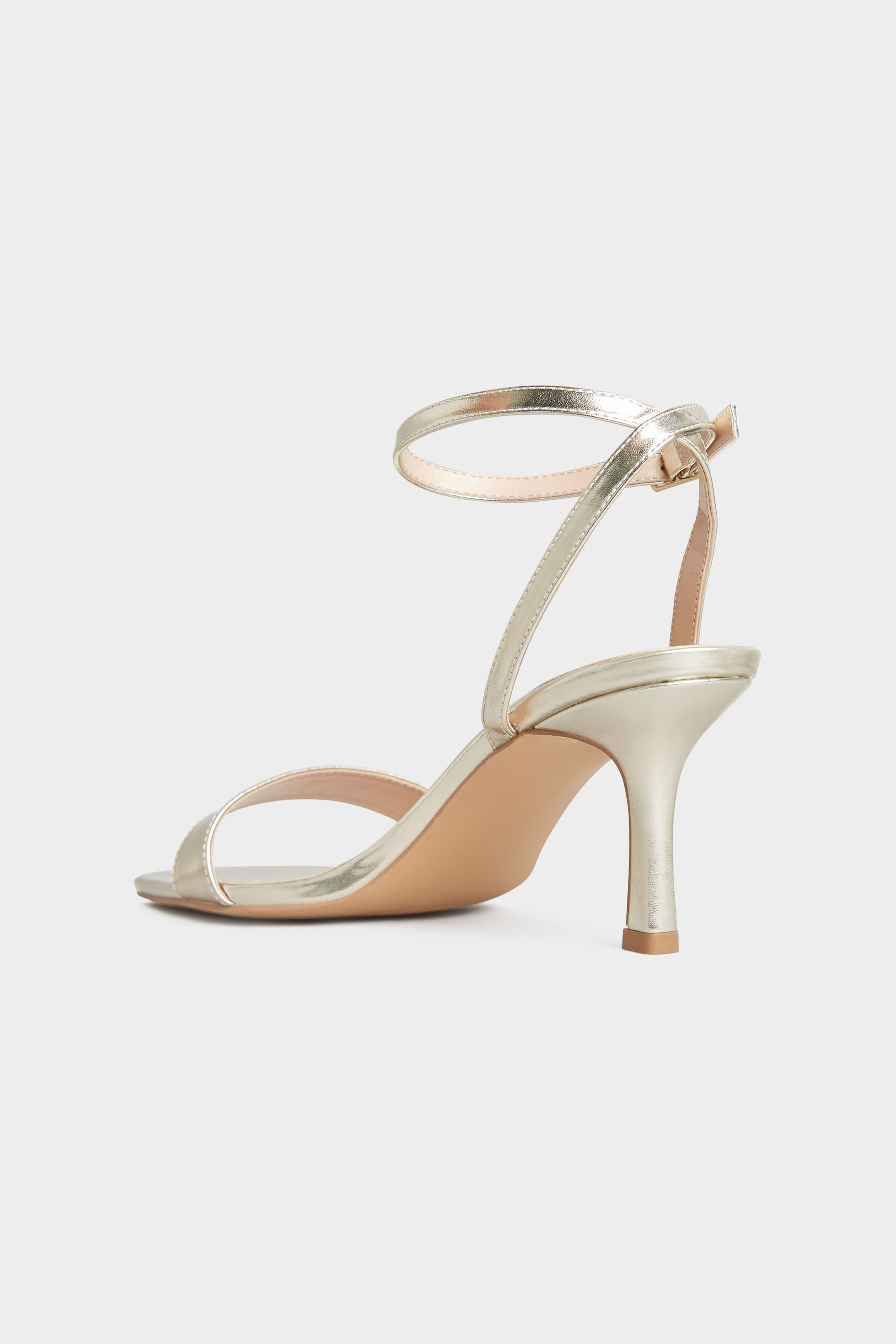 Gold Skinny Two Part Heel Sandals | Long Tall Sally