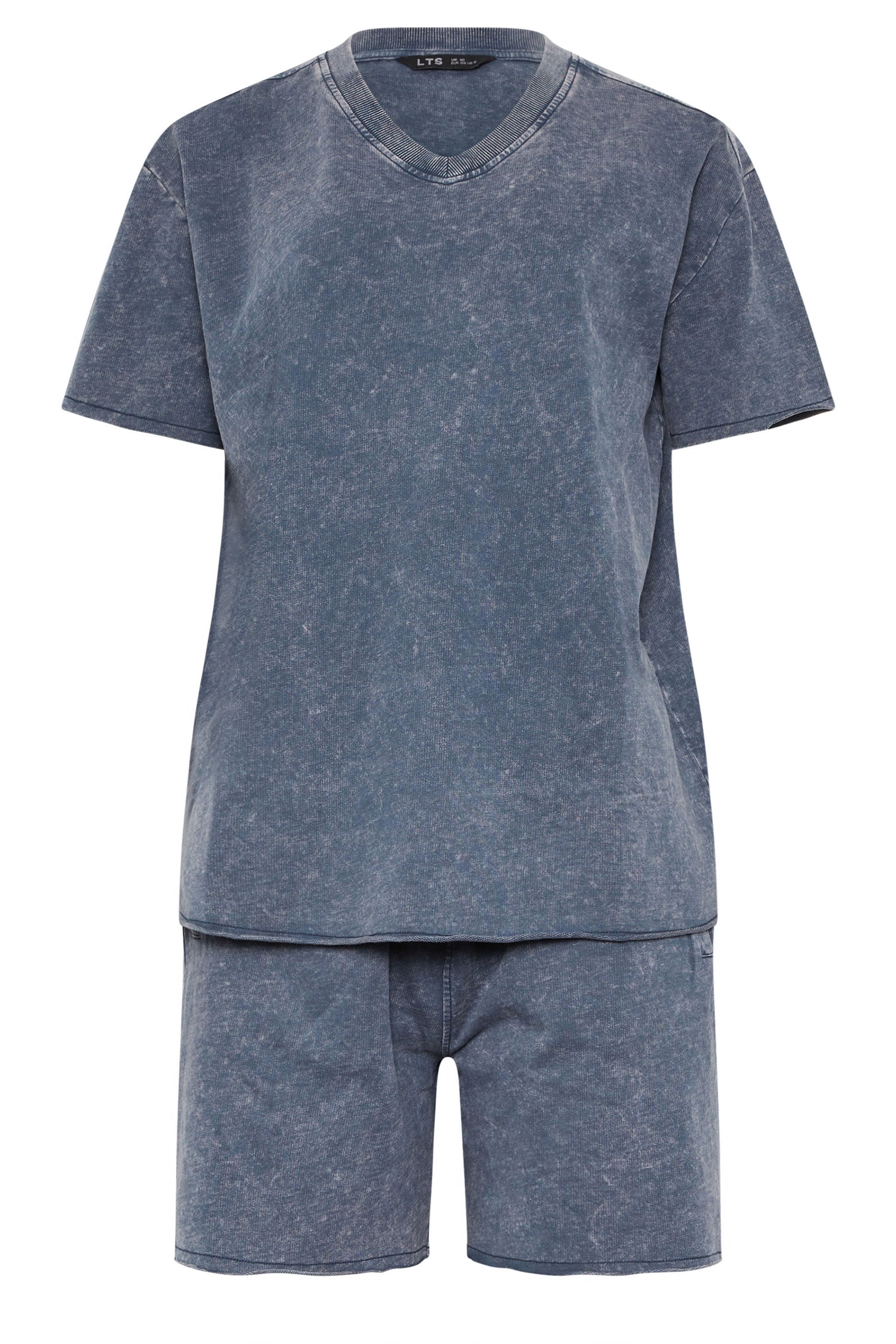 LTS Tall Women's Set Navy Blue Acid Wash T-Shirt & Shorts | Long Tall Sally 5
