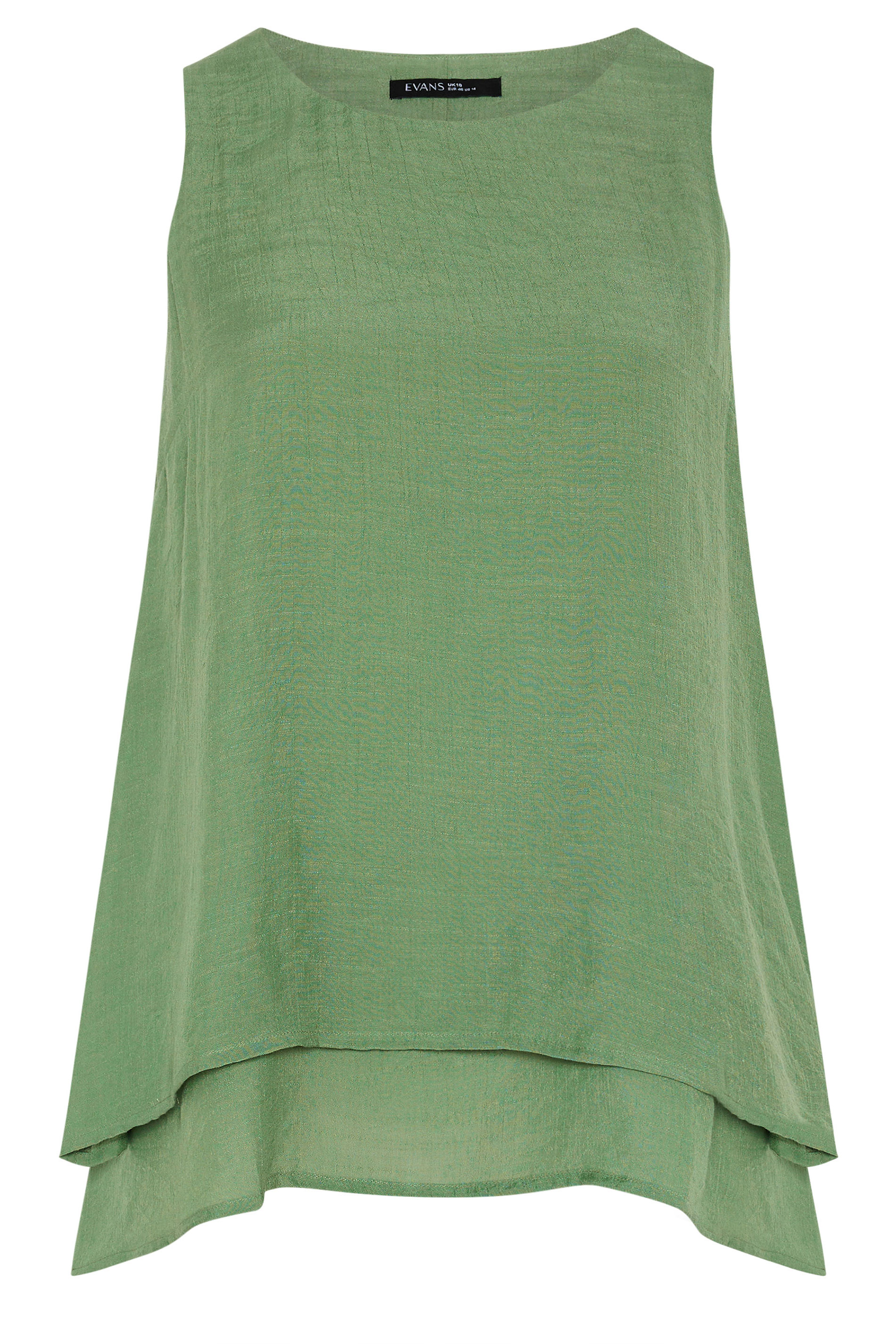 EVANS Plus Size Khaki Green Double Layer Vest Top | Evans 6