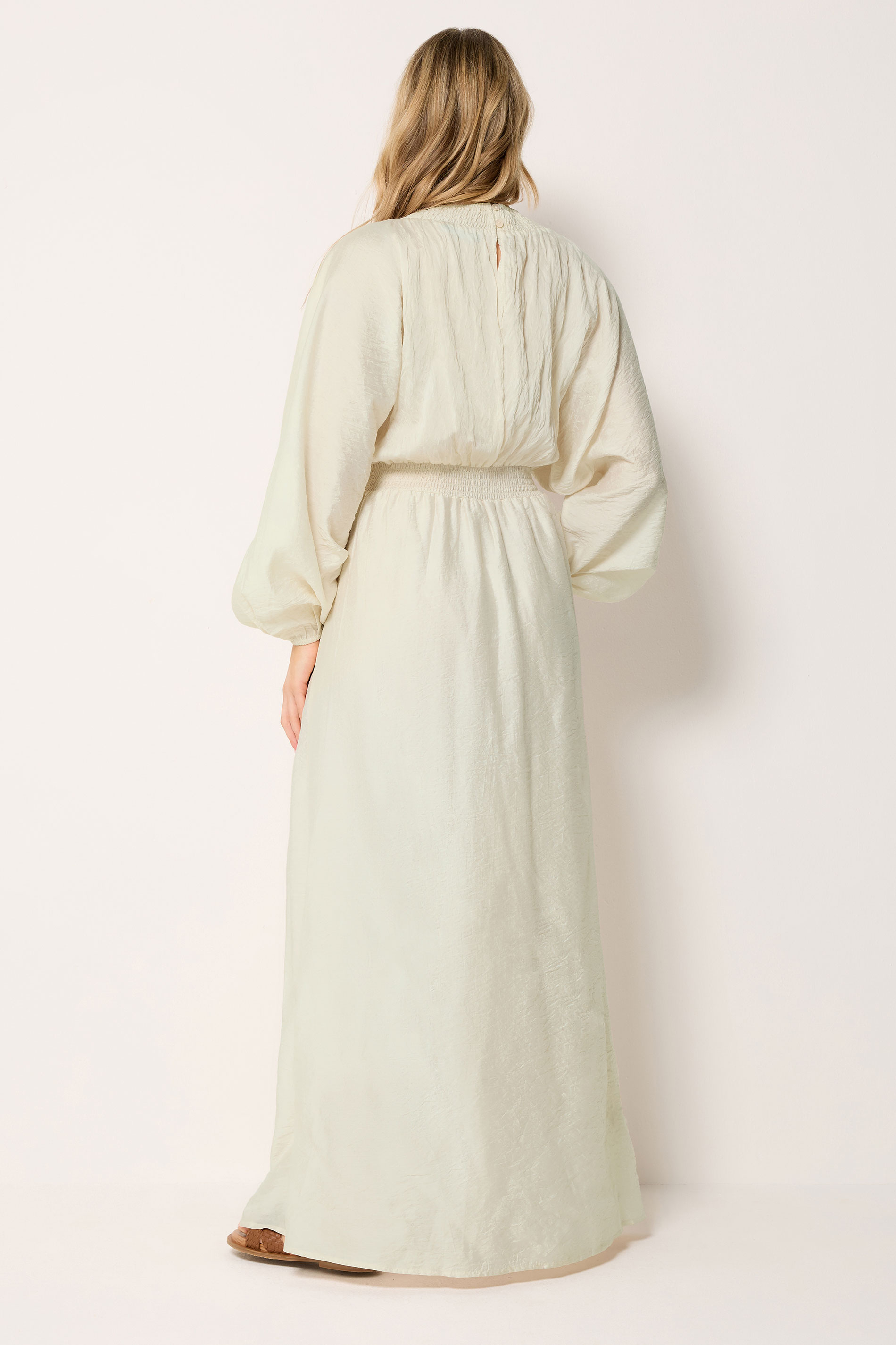 LTS Tall Women's Cream Textured Shirred Detail Maxi Dress | Long Tall Sally 5