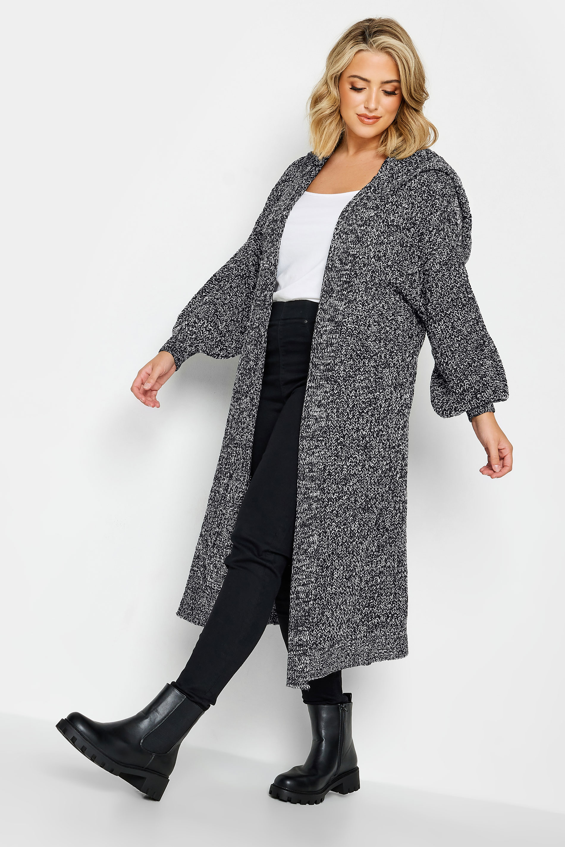 Plus Size Curve Black Twist Longline Hooded Cardigan | Yours Clothing 1