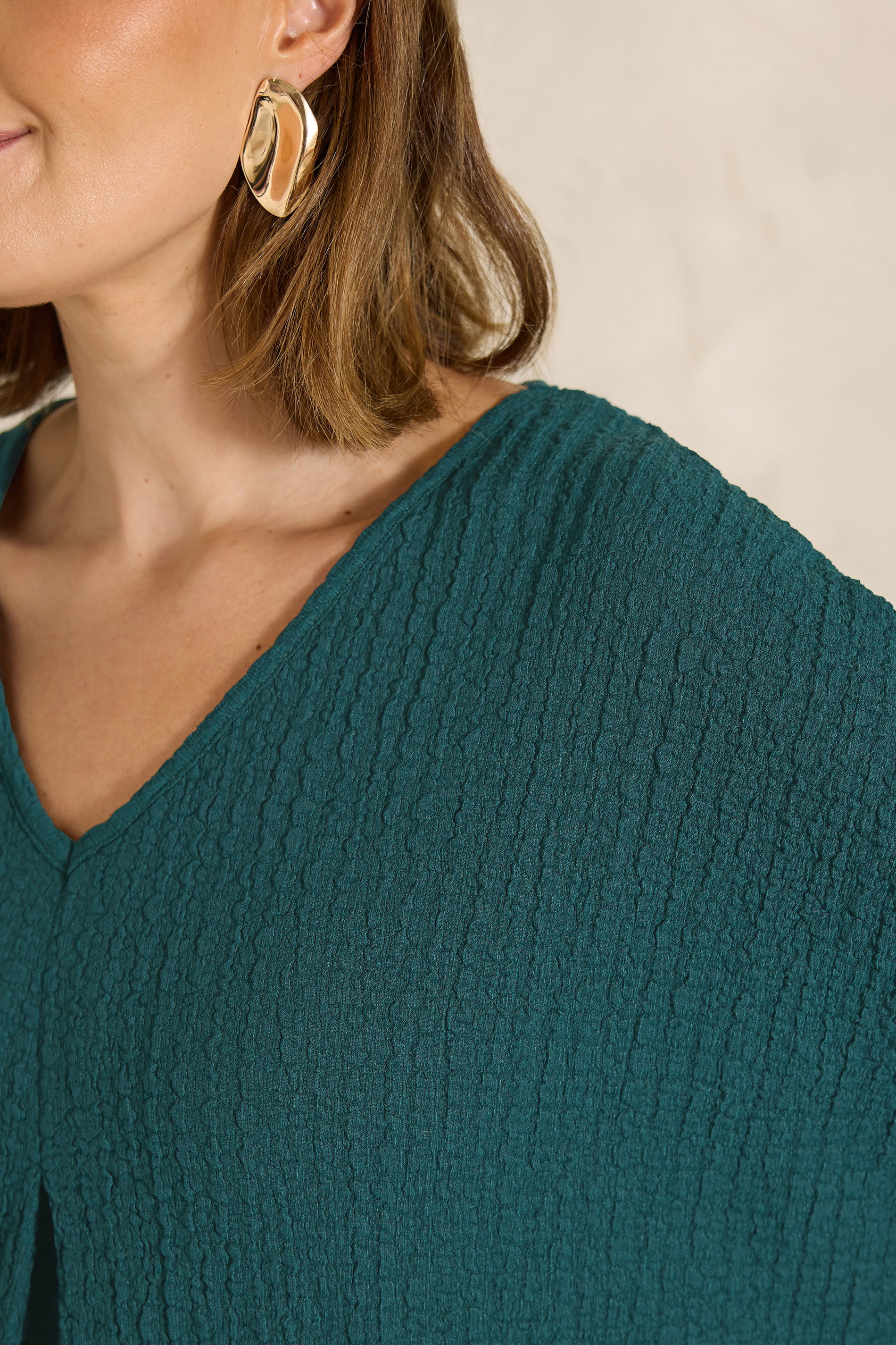 EVANS Plus Size Teal Green Pleat Front Swing Top | Evans 4
