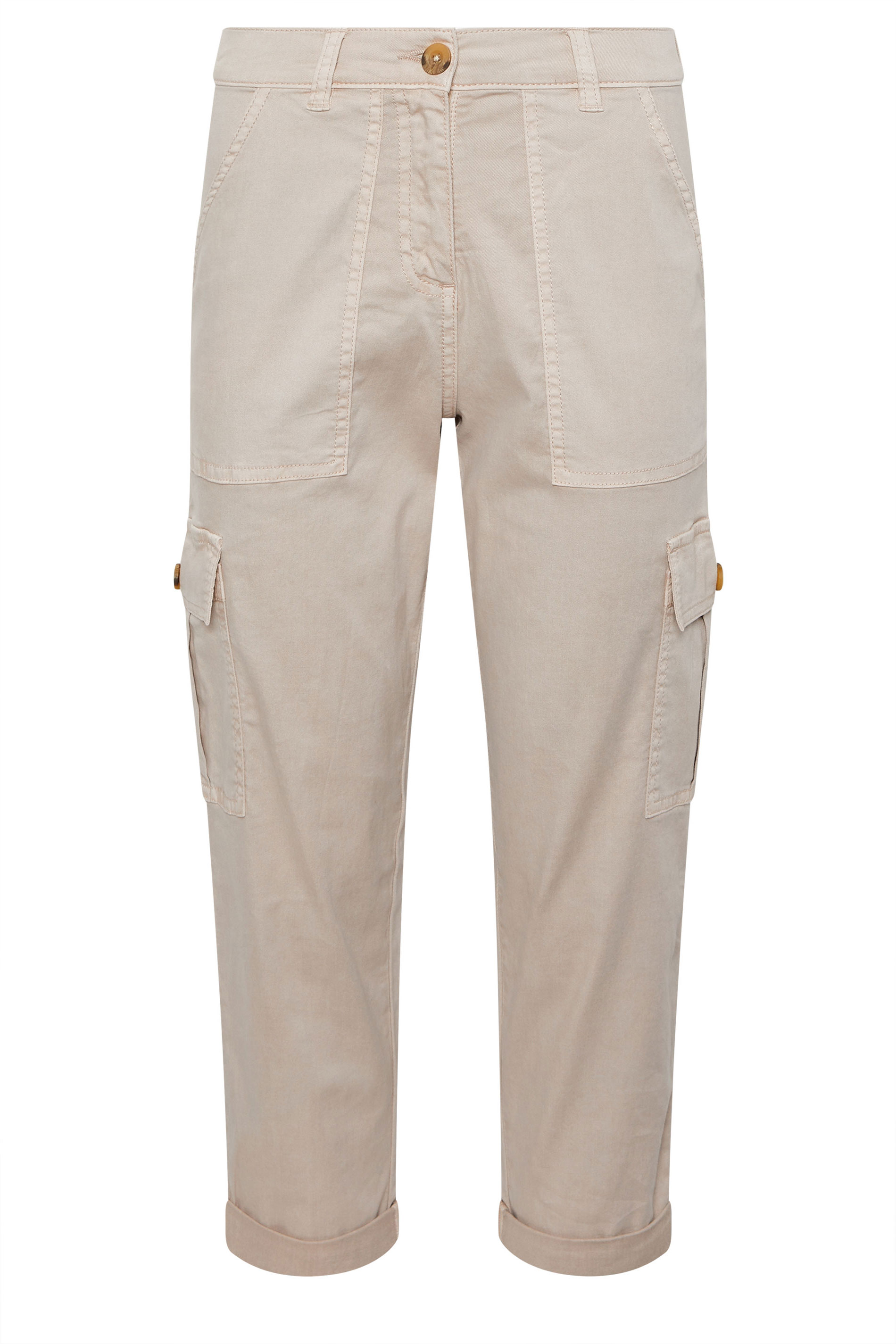 M&Co Petite Natural Brown Straight Leg Cargo Trousers | M&Co 5