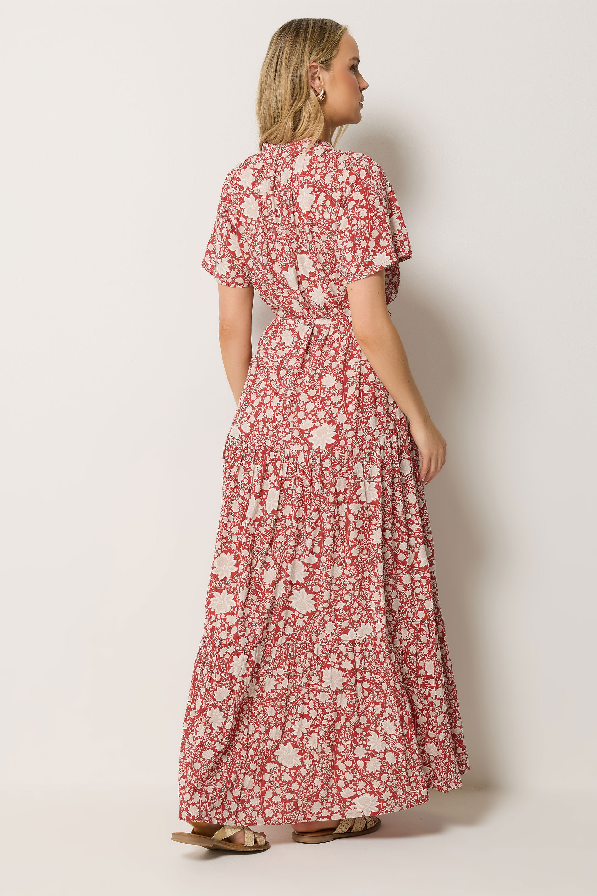 LTS Tall Women's Berry Red Floral Tie Waist Maxi Dress | Long Tall Sally 4