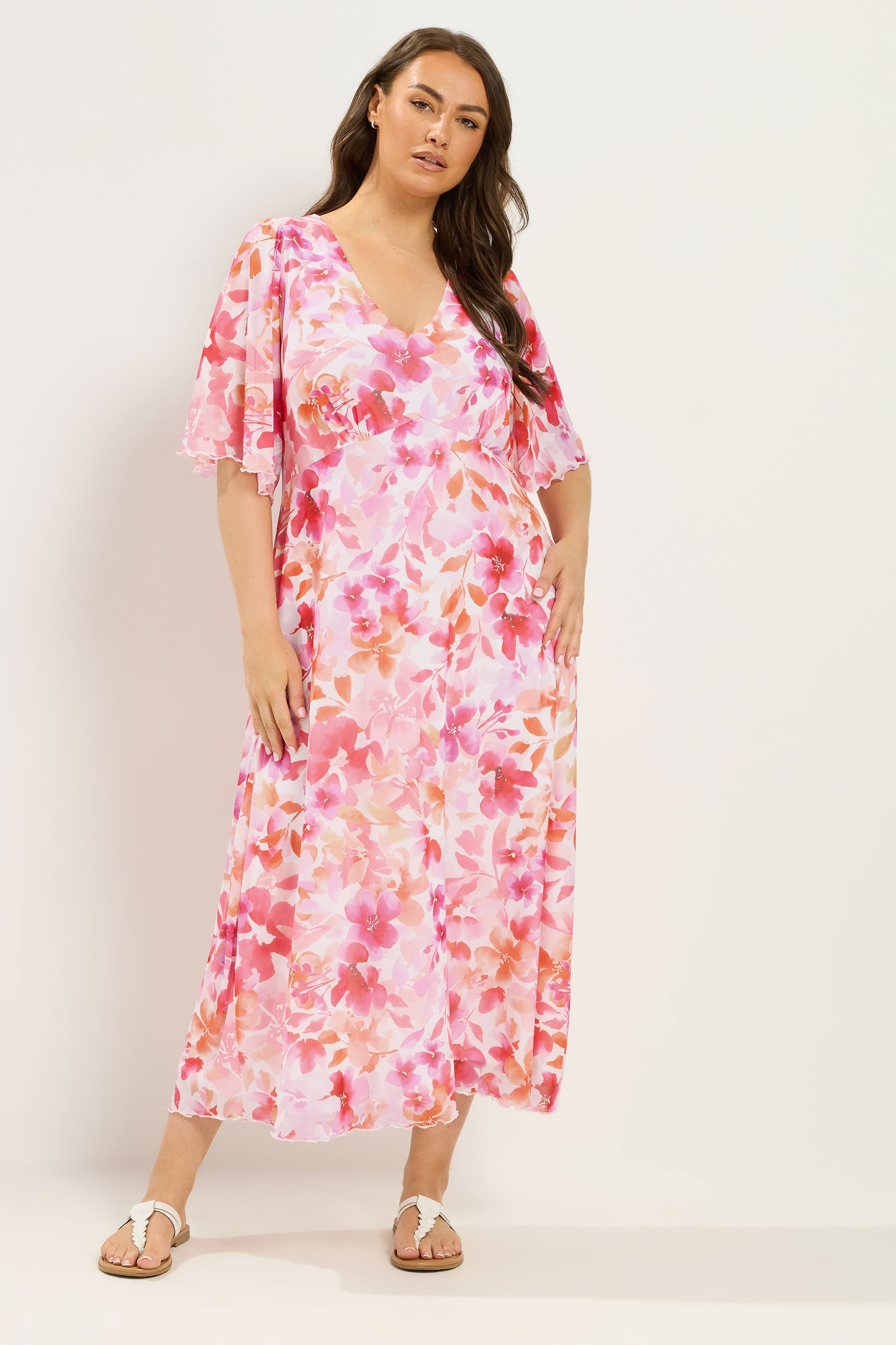 YOURS Plus Size Pink Floral Maxi Dress | Yours Clothing 2