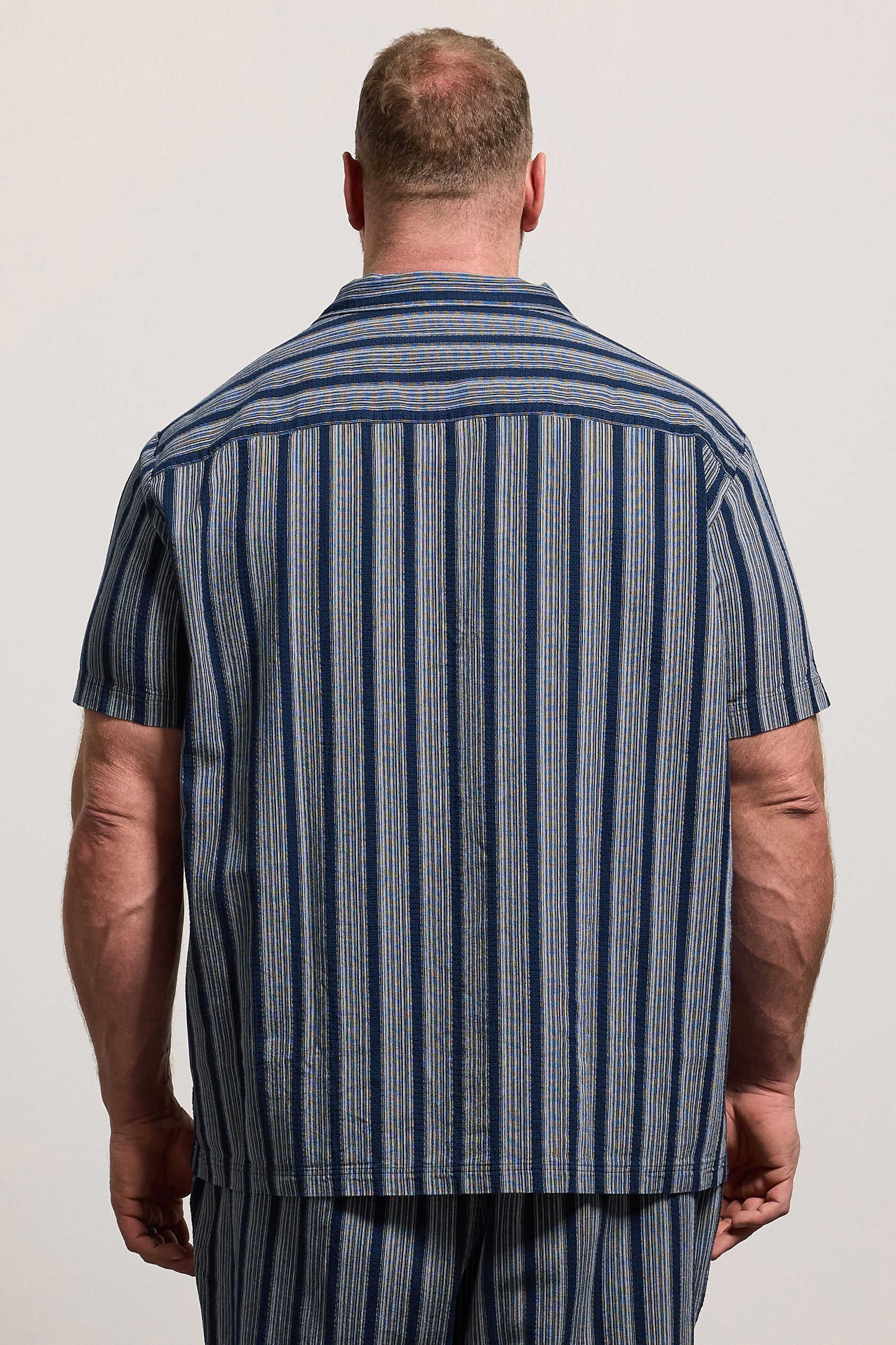 BadRhino Big & Tall Navy Blue & White Stripe Shirt | BadRhino 4