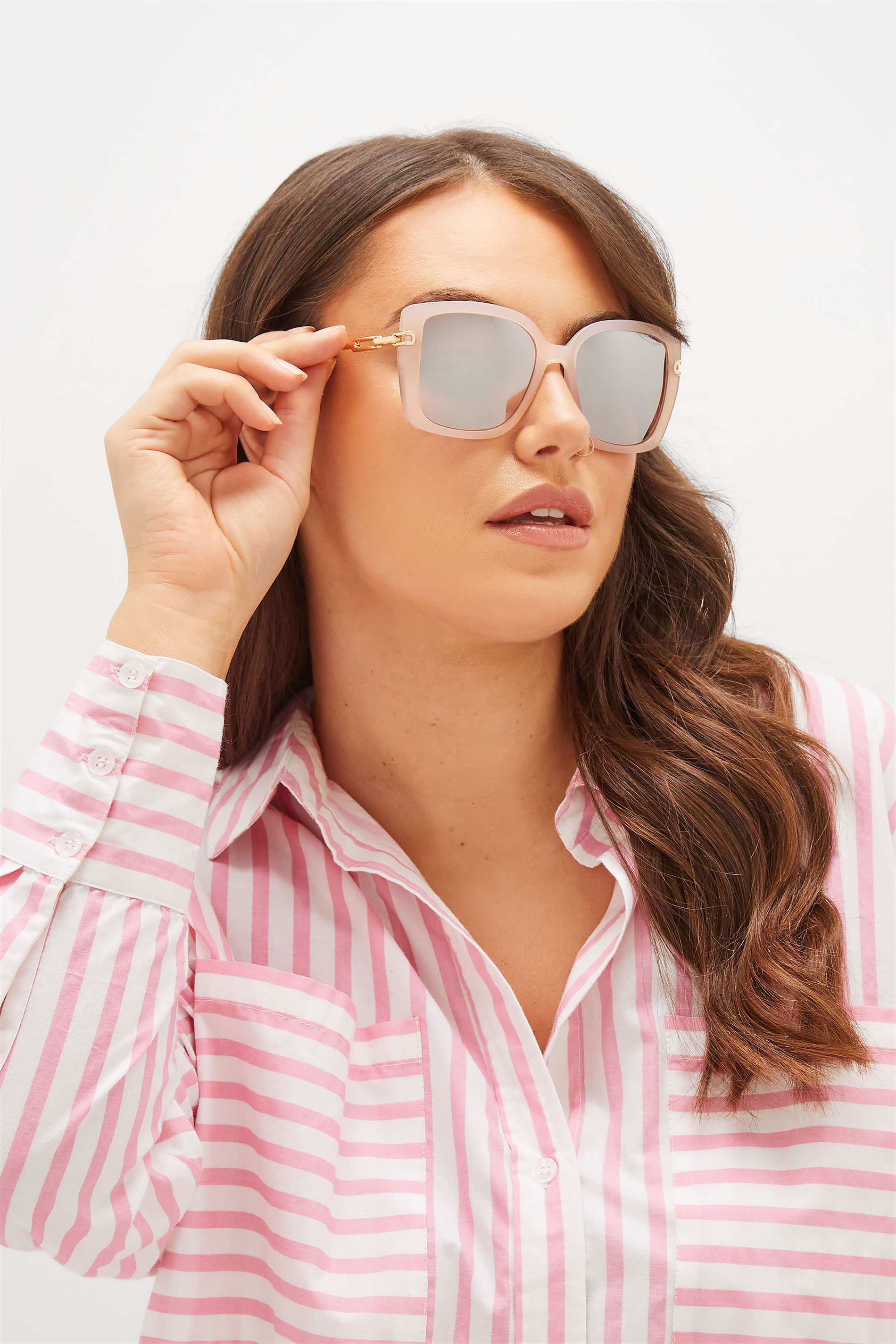 Pink Oversized Chain Arm Sunglasses 1