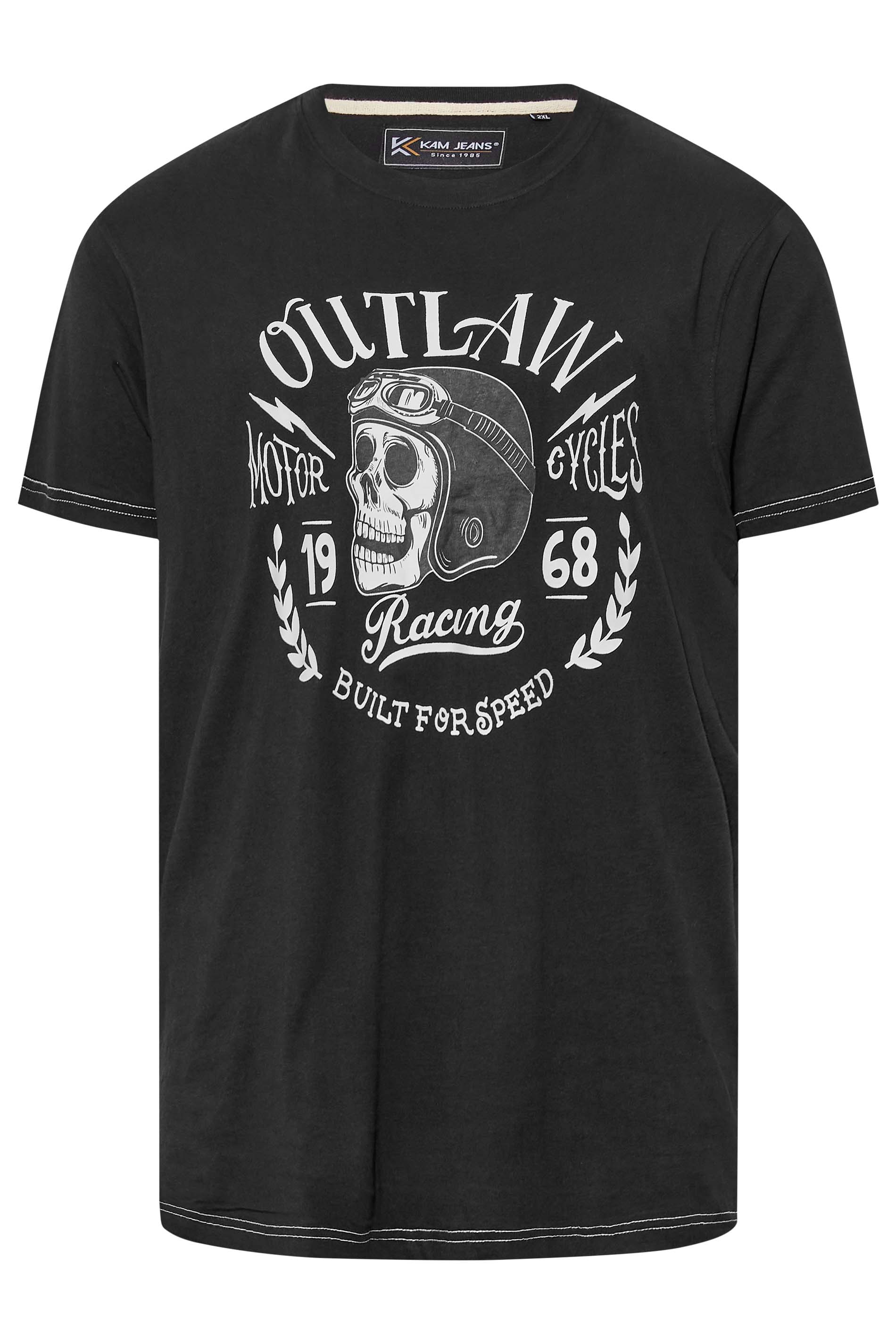 KAM Big & Tall Outlaws Skull Print T-shirt 1