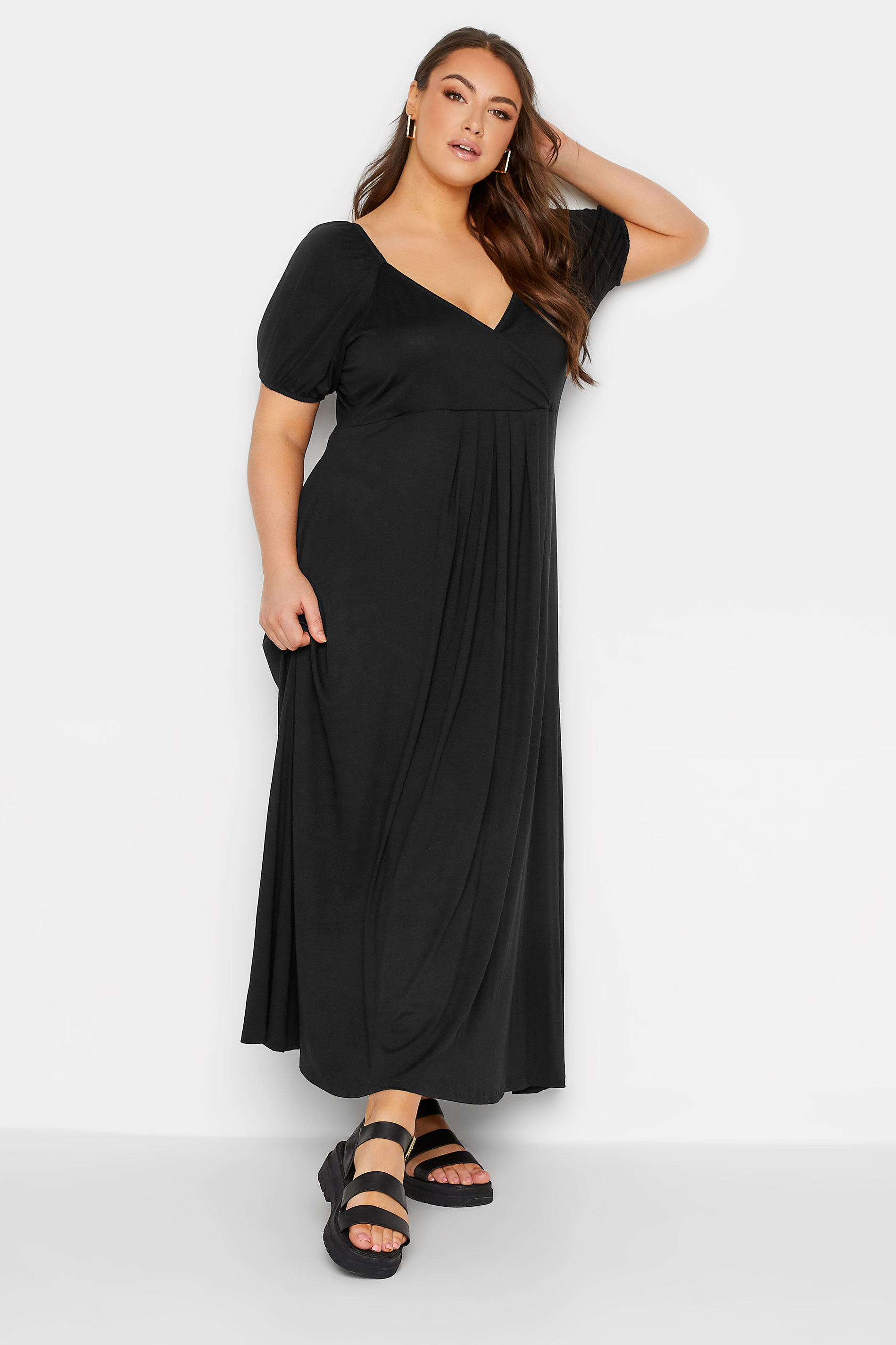 LIMITED COLLECTION Plus Size Black Wrap Maxi Dress | Yours Clothing 2
