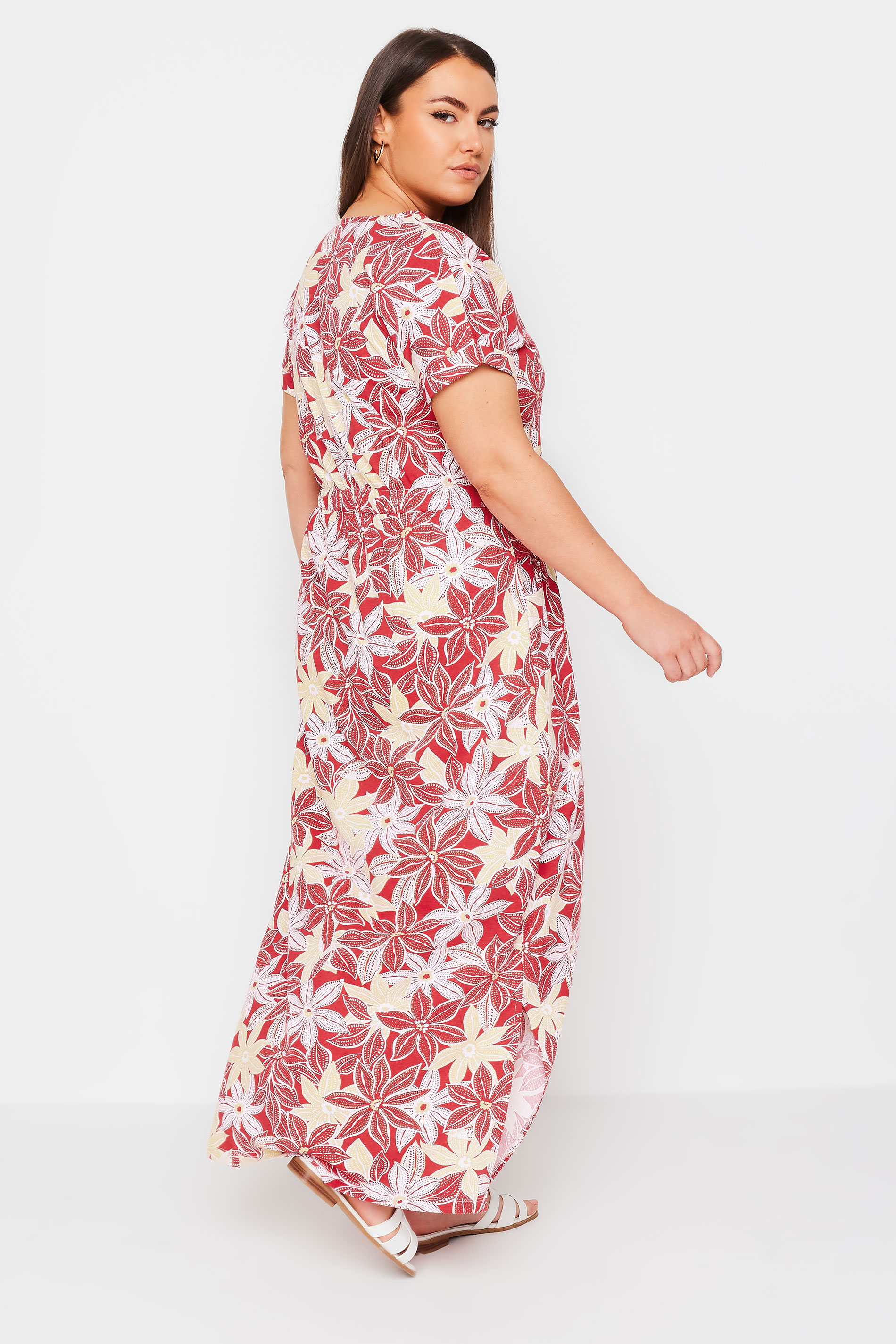 YOURS Plus Size Red Floral Print Maxi Dress | Yours Clothing 3