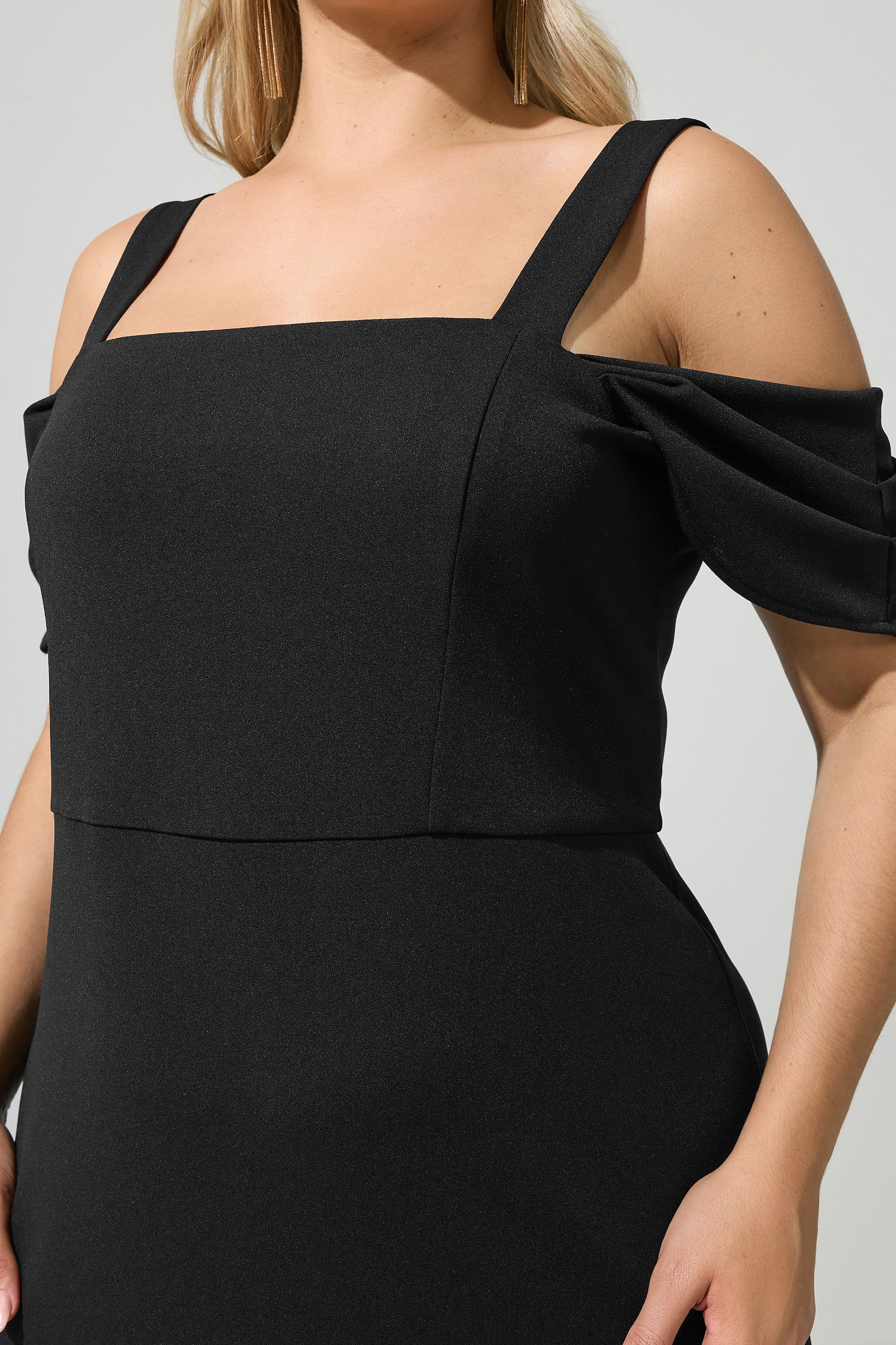 YOURS LONDON Plus Size Black Cold Shoulder Maxi Dress | Yours Clothing 4