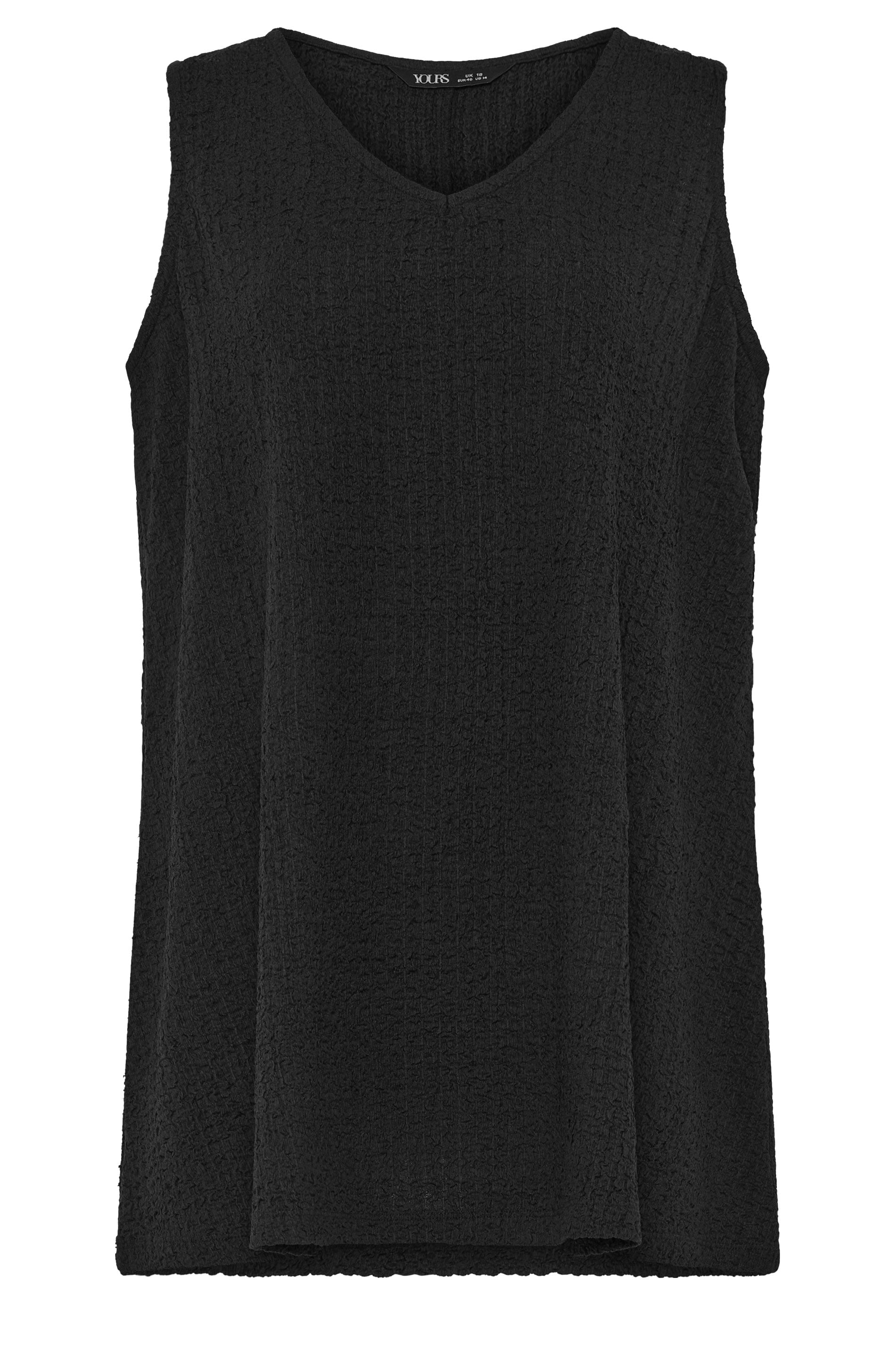 YOURS Plus Size Black Crinkle V-Neck Cami Vest Top | Yours Clothing 5