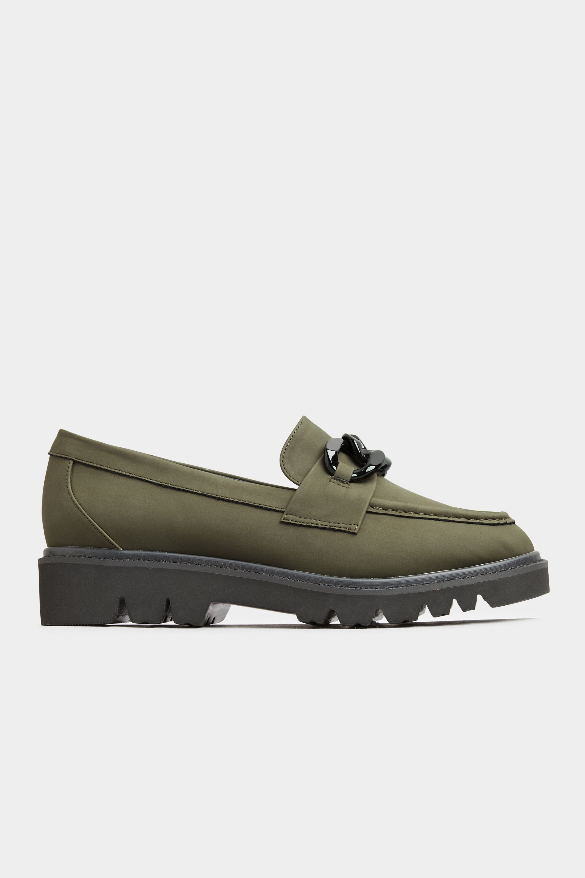 LIMITED COLLECTION Plus Size Khaki Green Chunky Chain Loafers In Extra Wide EEE Fit | Yours Clothing 3