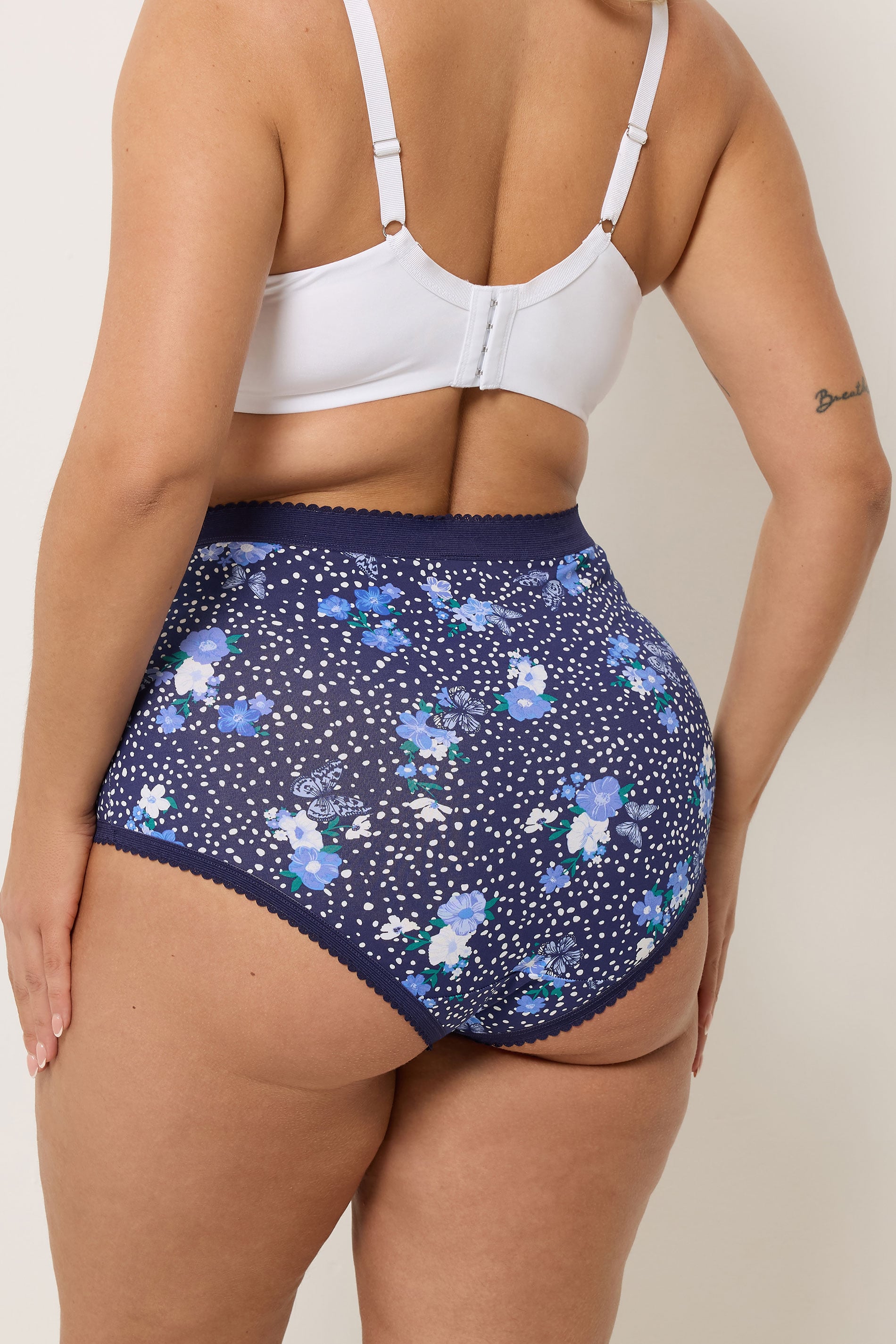 YOURSET 5 PACK Plus Size Blue Floral Butterfly Print Full Briefs | Yours Clothing 4
