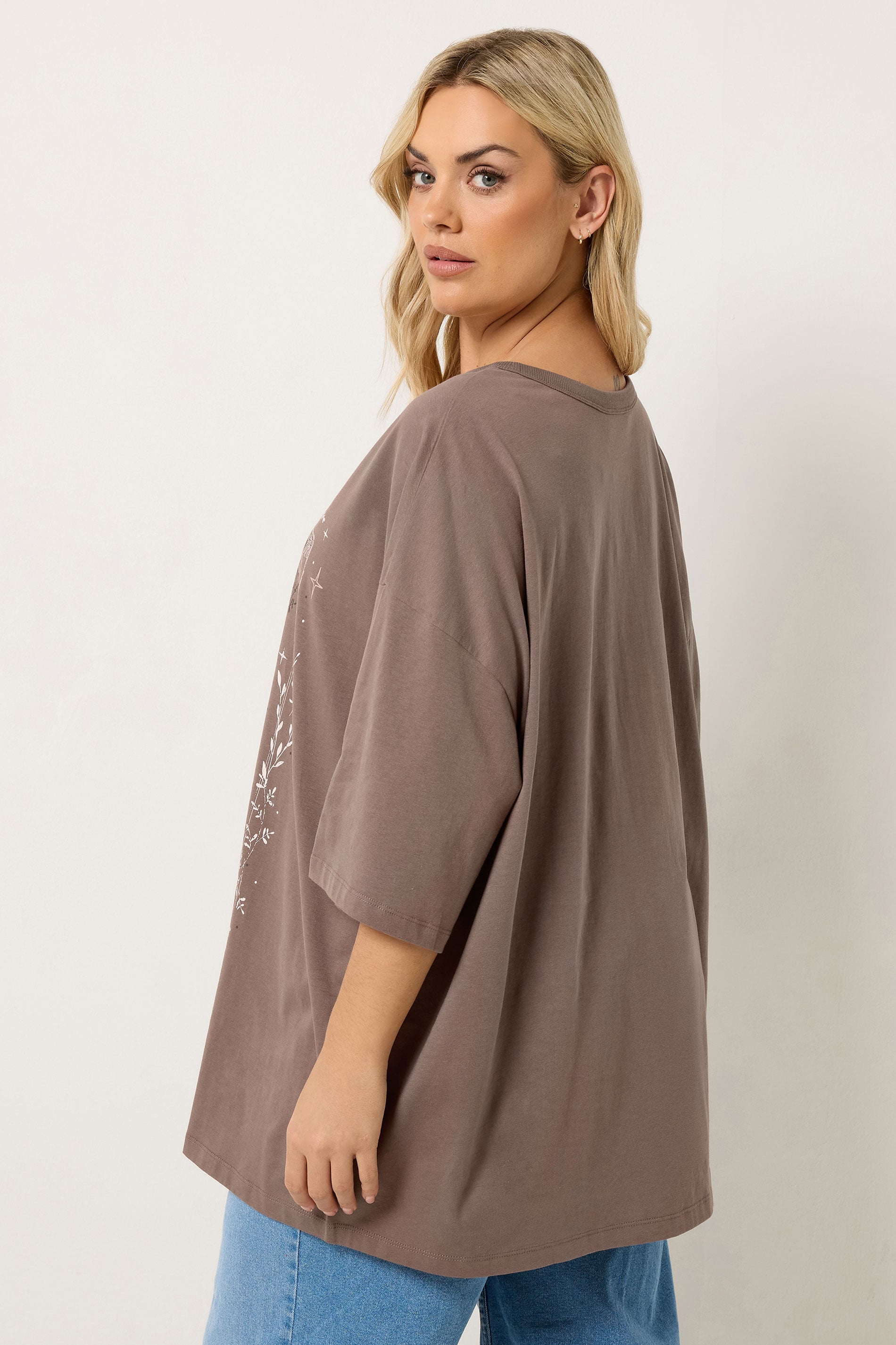 YOURS Plus Size Chocolate Brown 'The Sun' Boxy T-Shirt | Yours Clothing 2