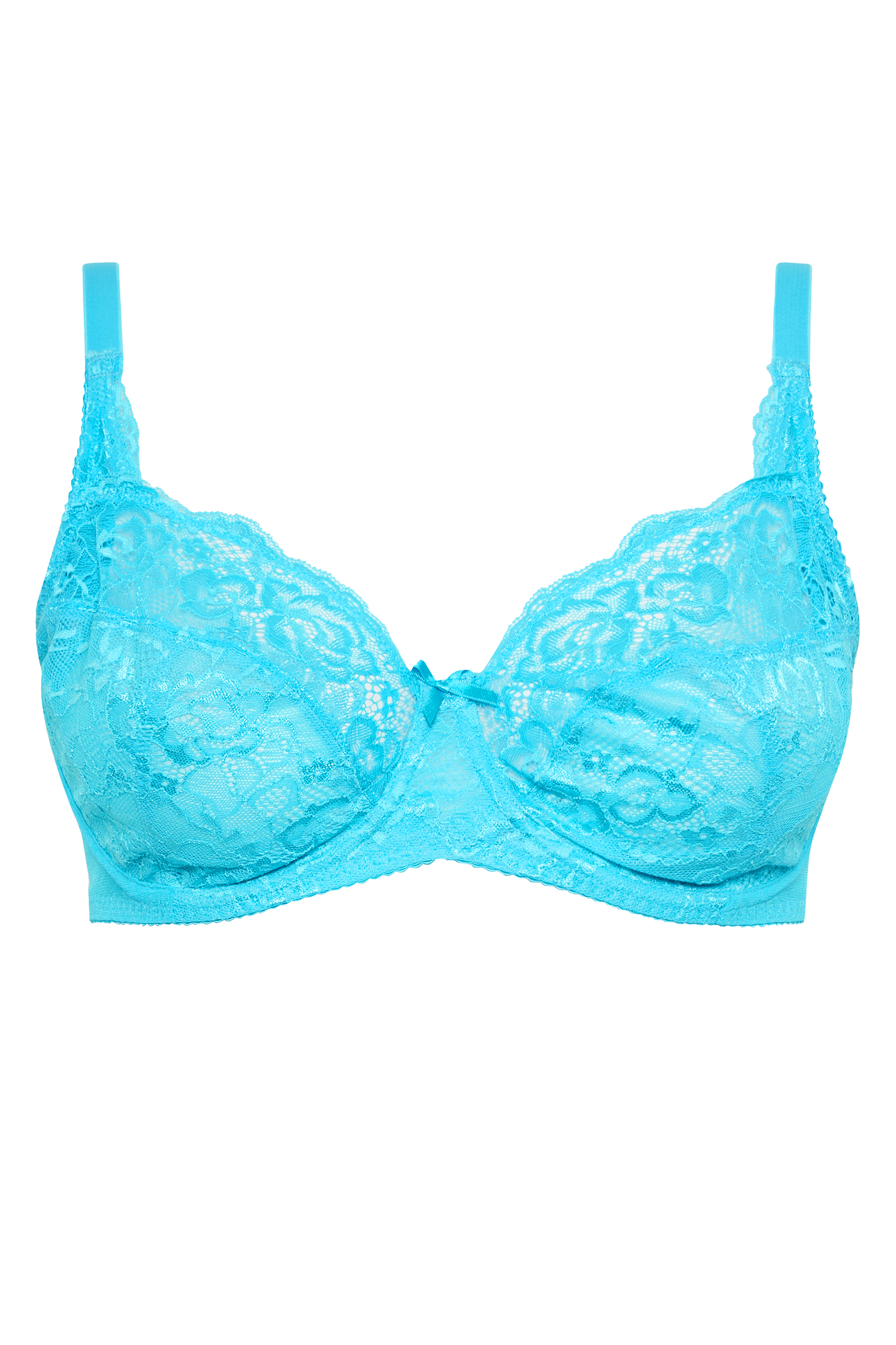 Bright Blue Stretch Lace Non-Padded Underwired Balcony Bra