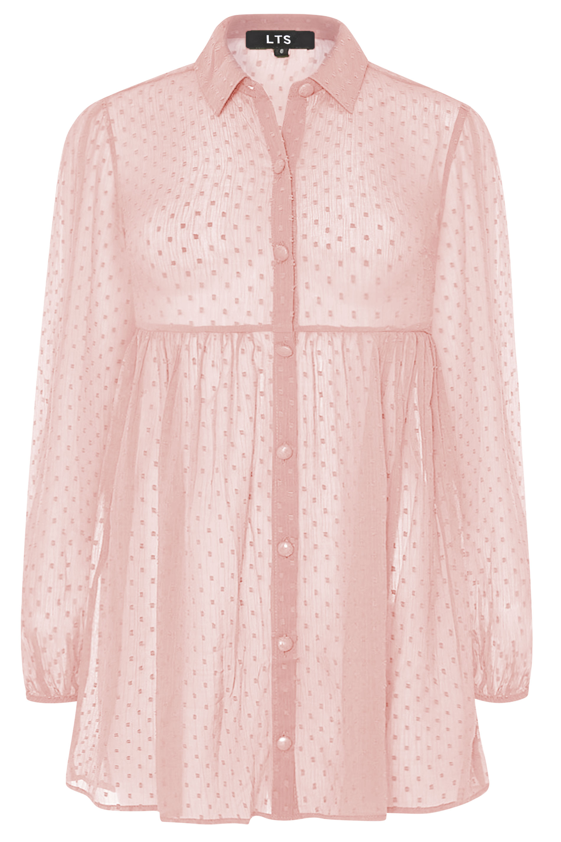 LTS Pink Peplum Dobby Chiffon Shirt | Long Tall Sally