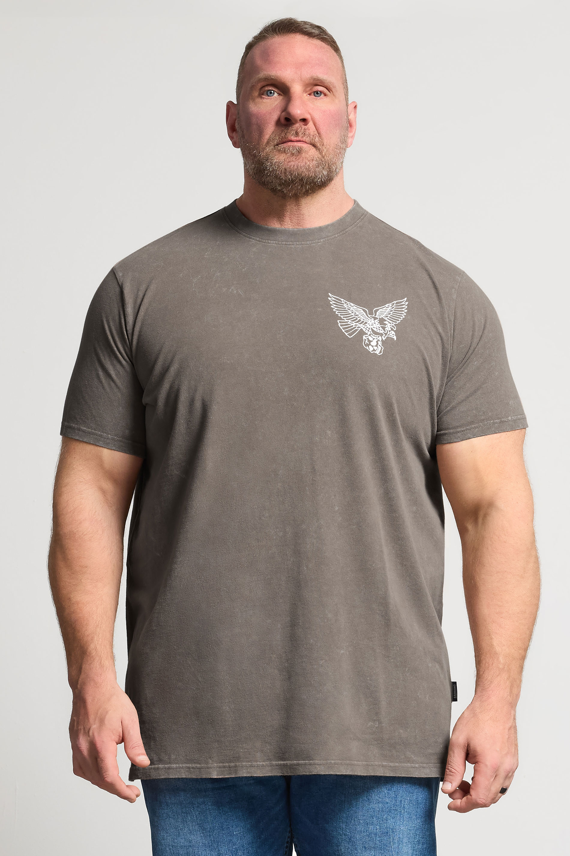 BadRhino Big & Tall Brown Extra Long Acid Wash Falcon Graphic T-Shirt | BadRhino 3