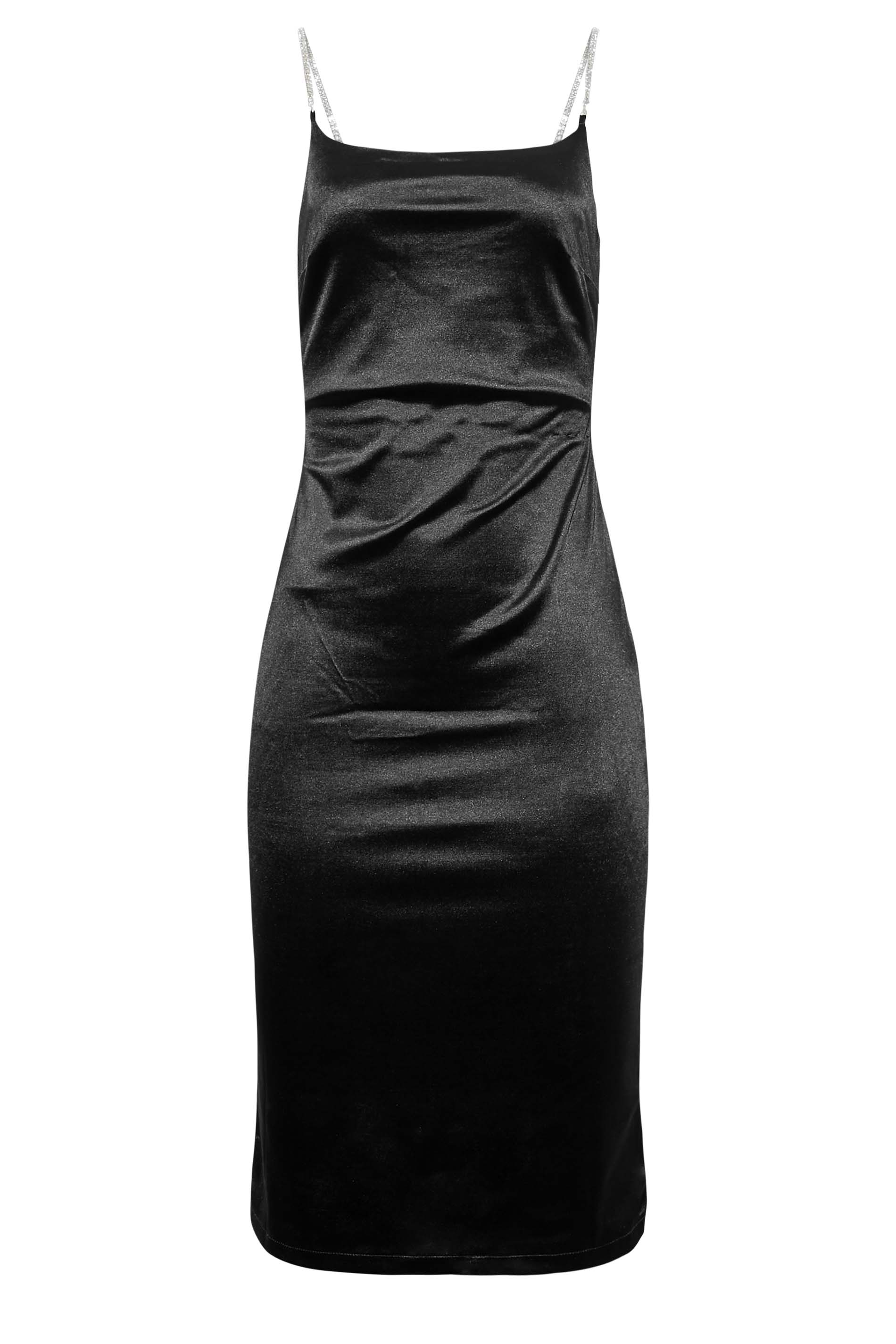 LTS Tall Black Diamante Strap Satin Mini Slip Dress | Long Tall Sally  2