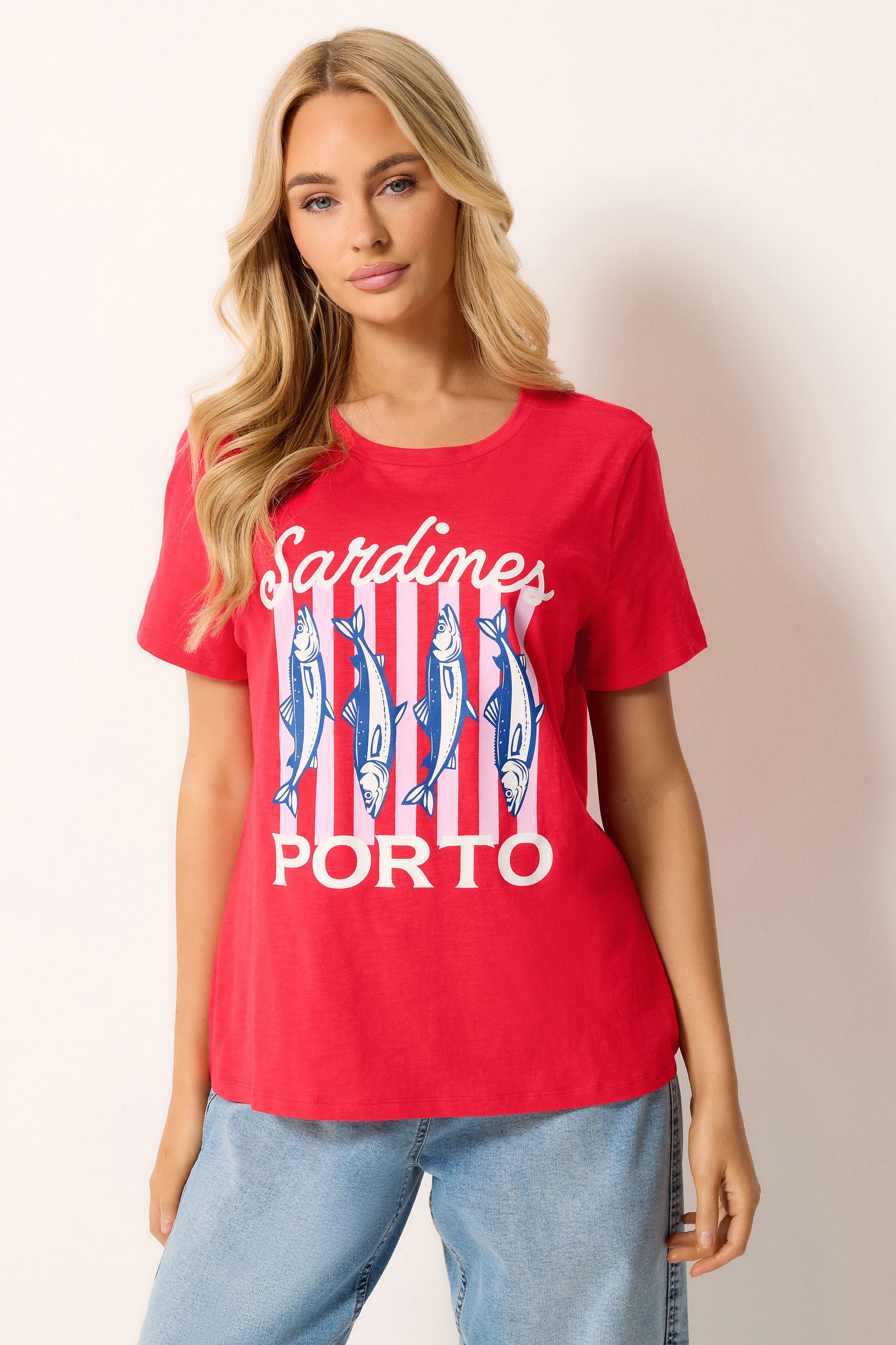 M&Co Red Sardines Graphic Print Cotton T-Shirt | M&Co 1