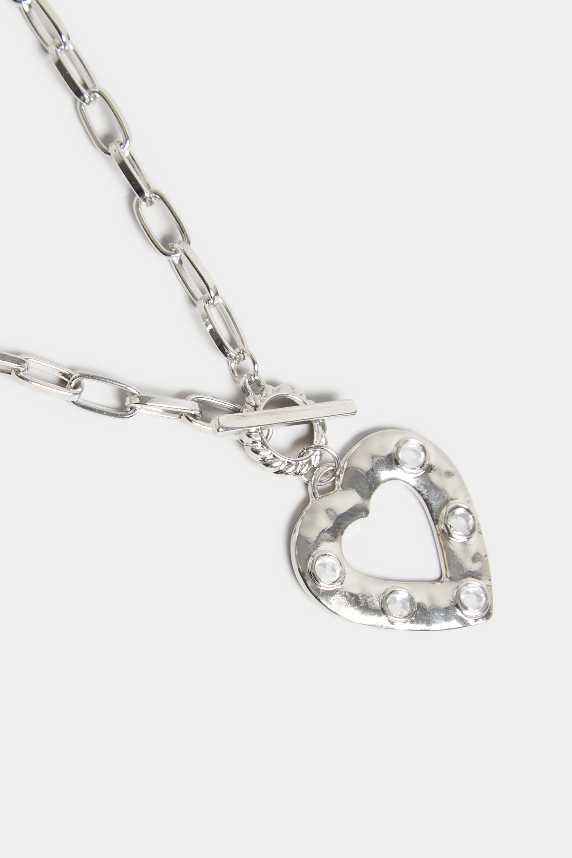 Silver Heart T-Bar Chain Necklace | Yours Clothing 3