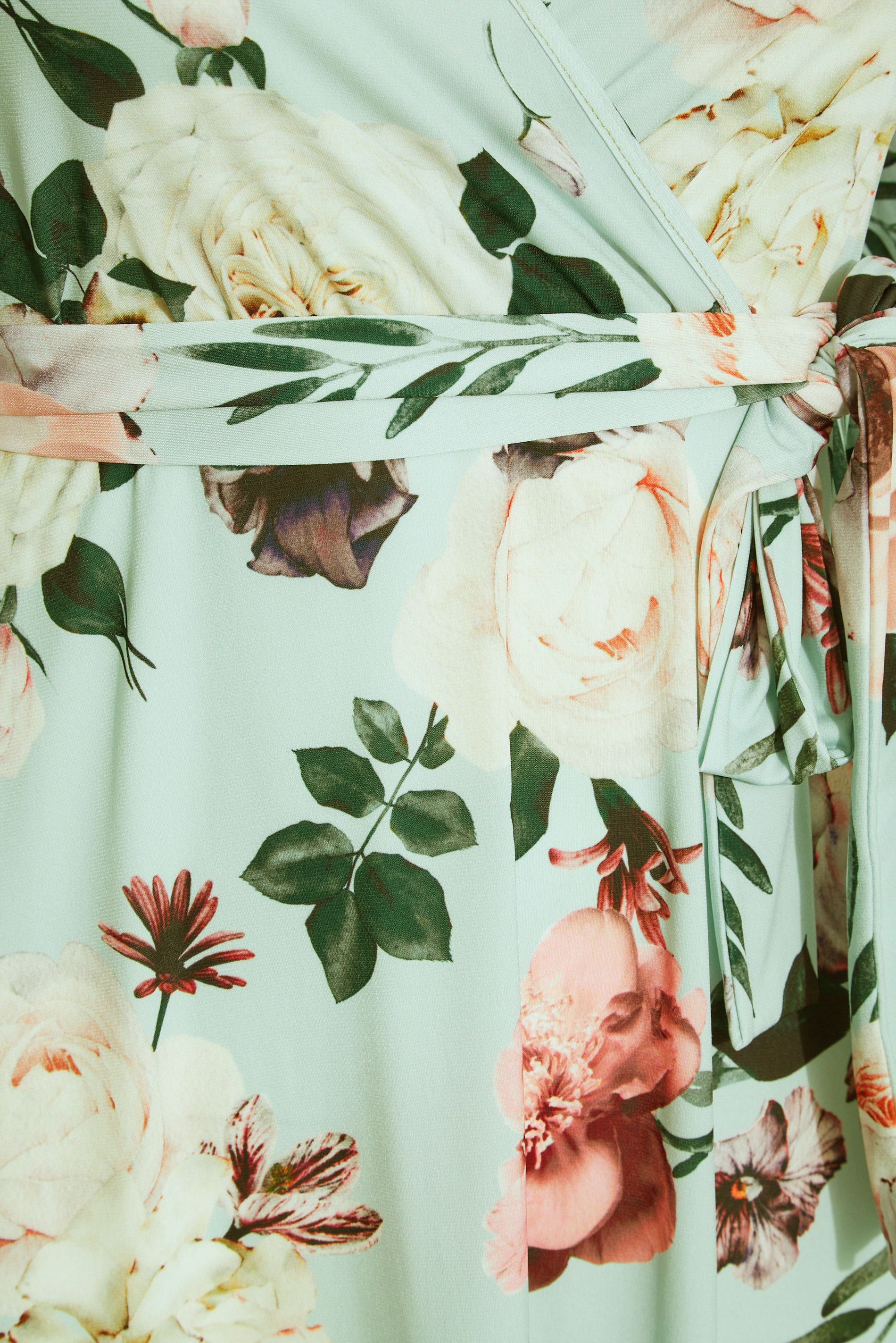 Robes Grande Taille Grande taille  Robes Imprimé Floral | YOURS LONDON - Robe Verte Pastel Floral Design Portefeuille - SE00121