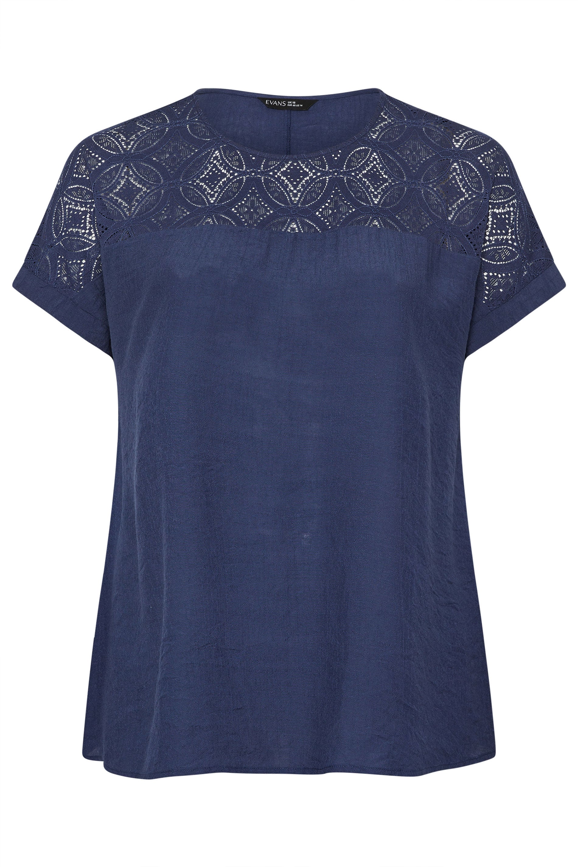 EVANS Plus Size Navy Blue Lace Blouse | Evans 5