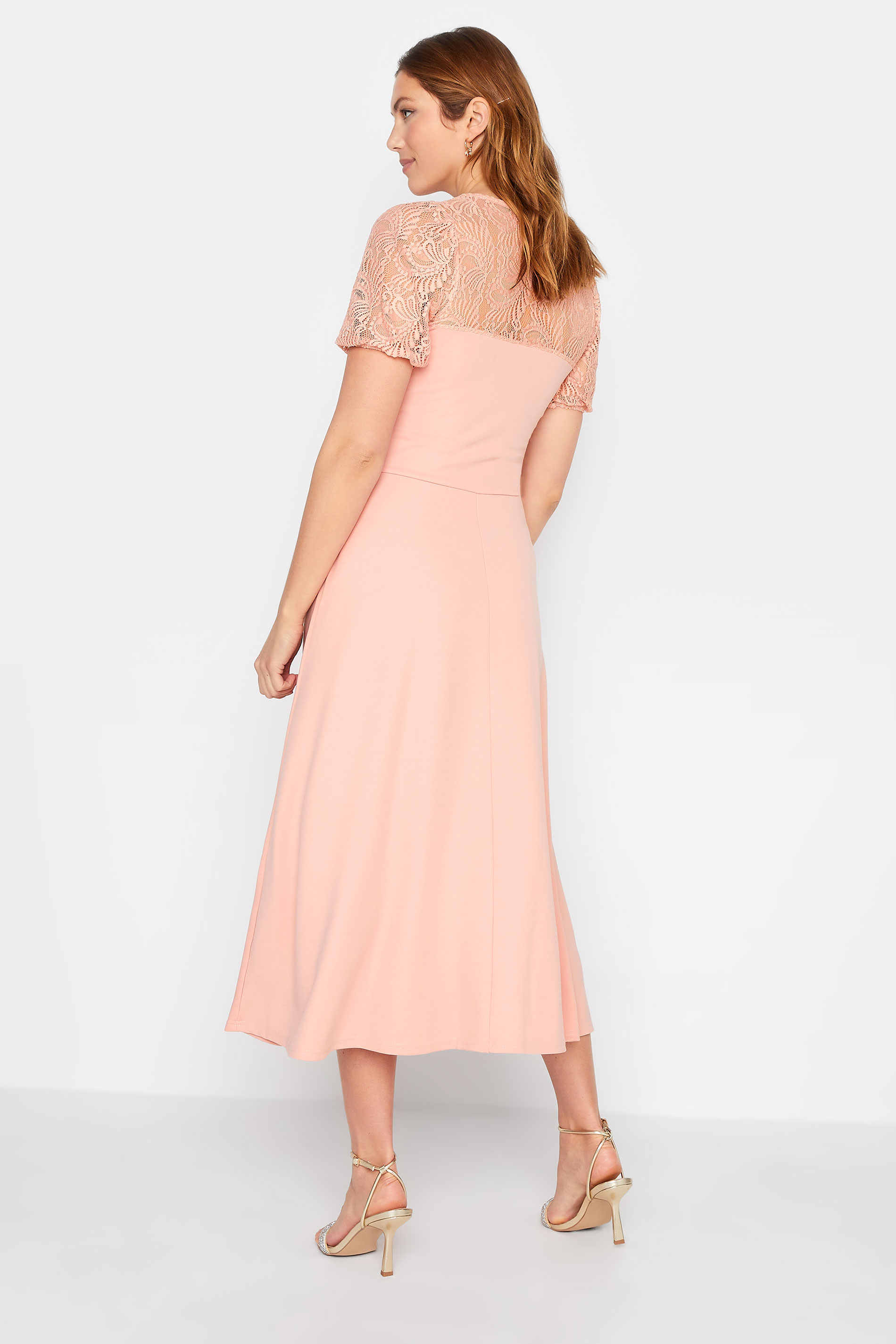 LTS Tall Women's Pink Lace Midi Dress | Long Tall Sally  3