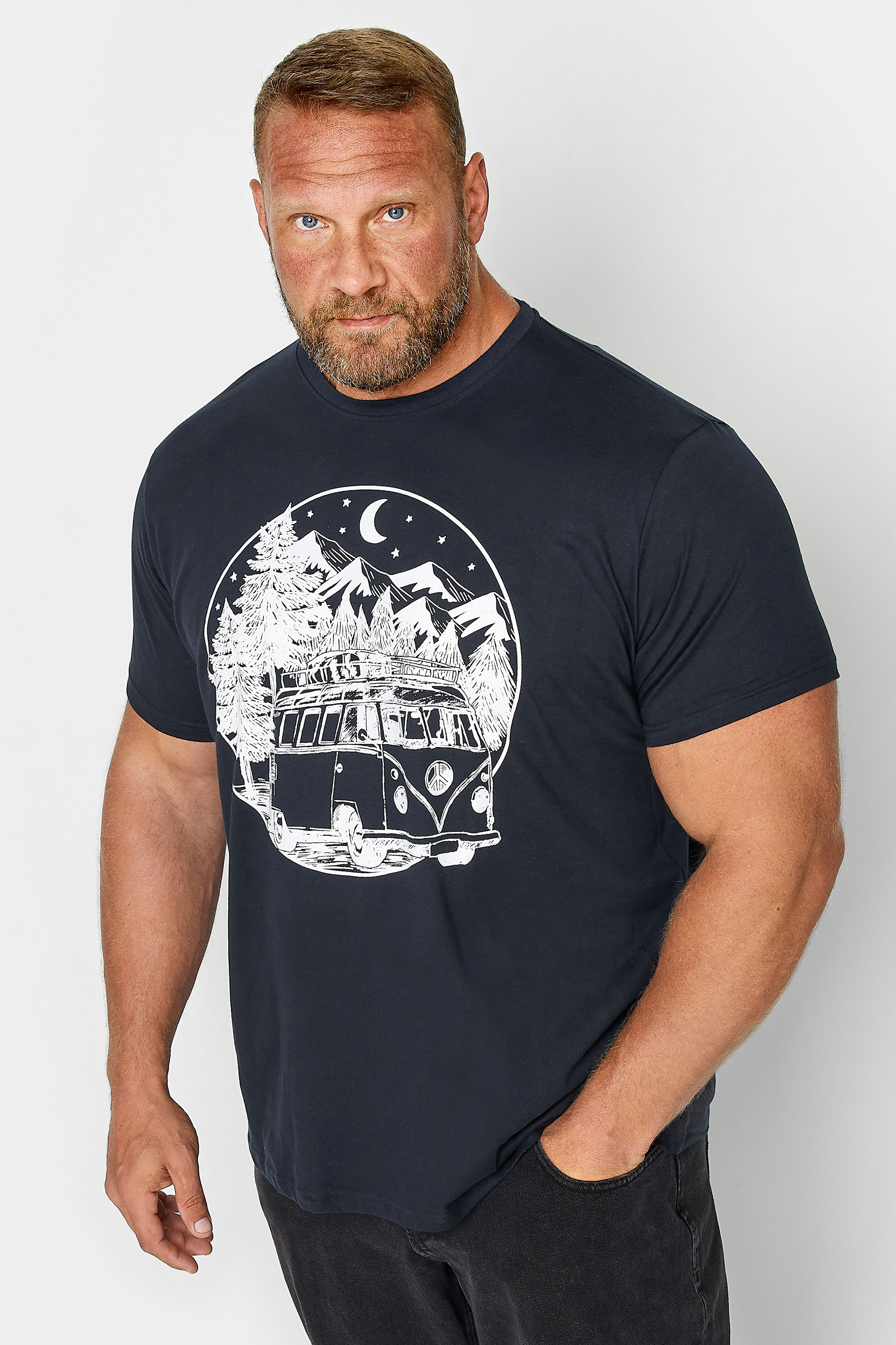 BadRhino Big & Tall Navy Blue Campervan Print T-Shirt | BadRhino 1