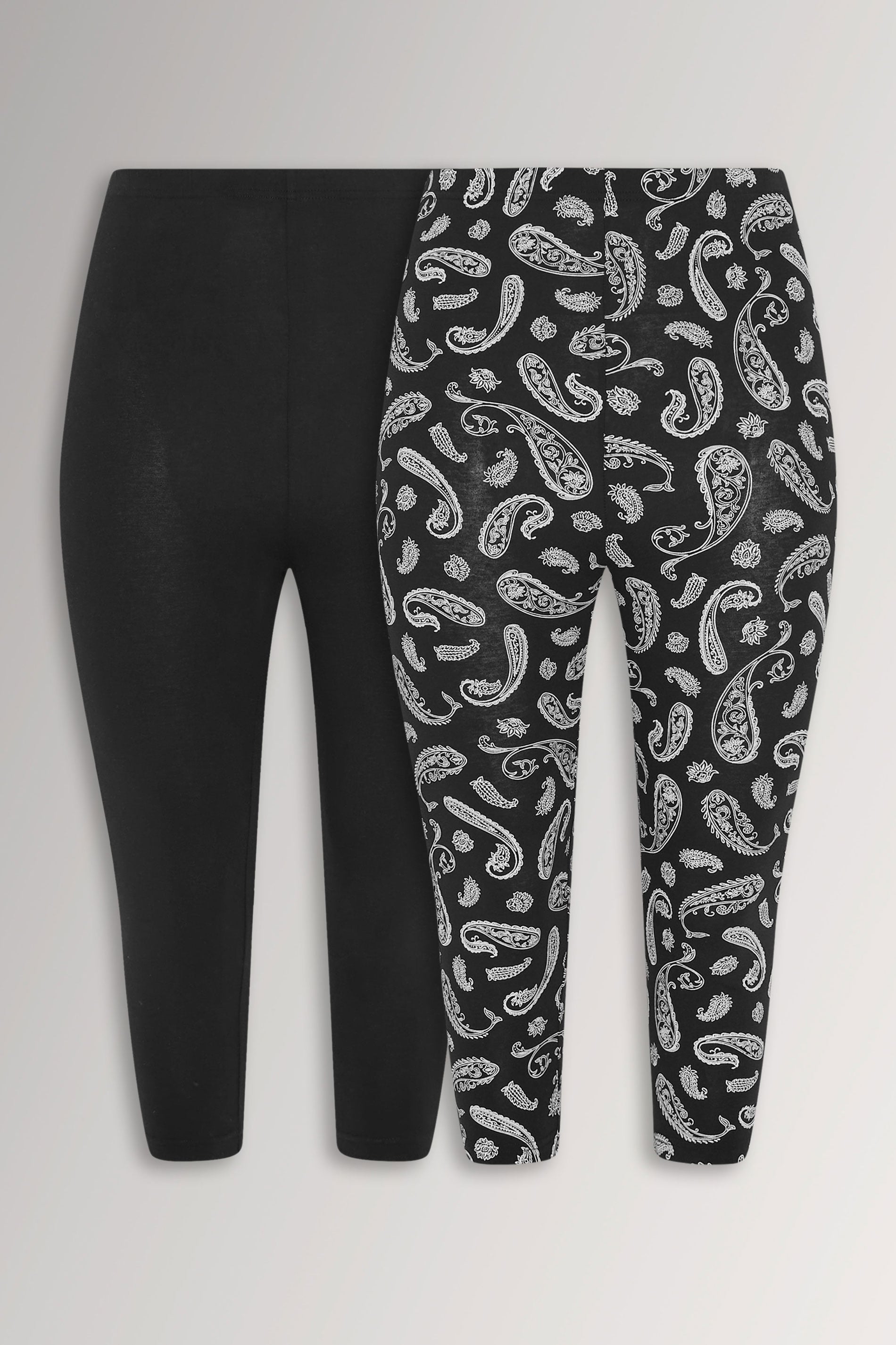 YOURS 2 PACK Plus Size Black Paisley Print Cropped Leggings | Yours Clothing 3