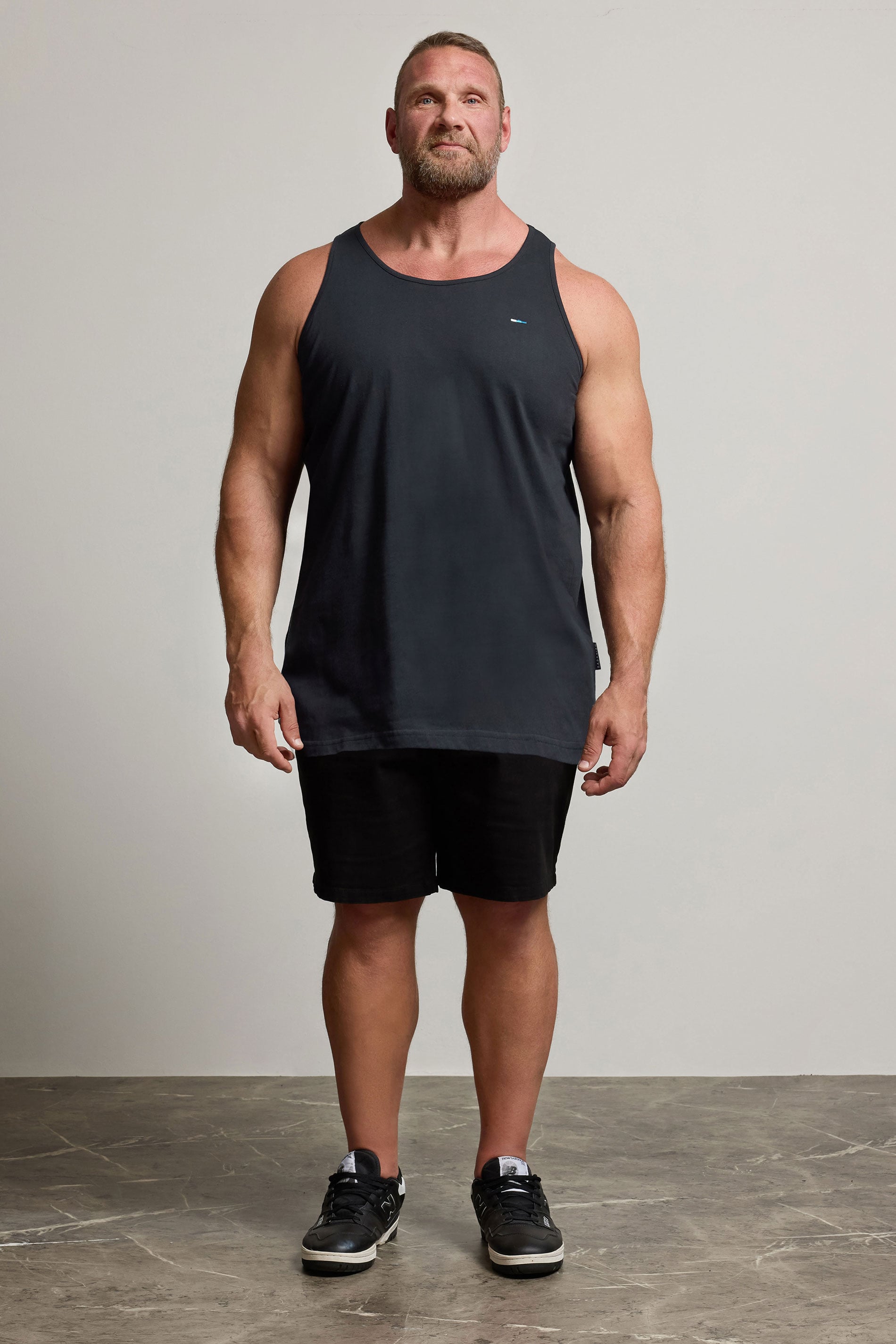 BadRhino Big & Tall Navy Blue Extra Long Plain Vest Top | BadRhino 1