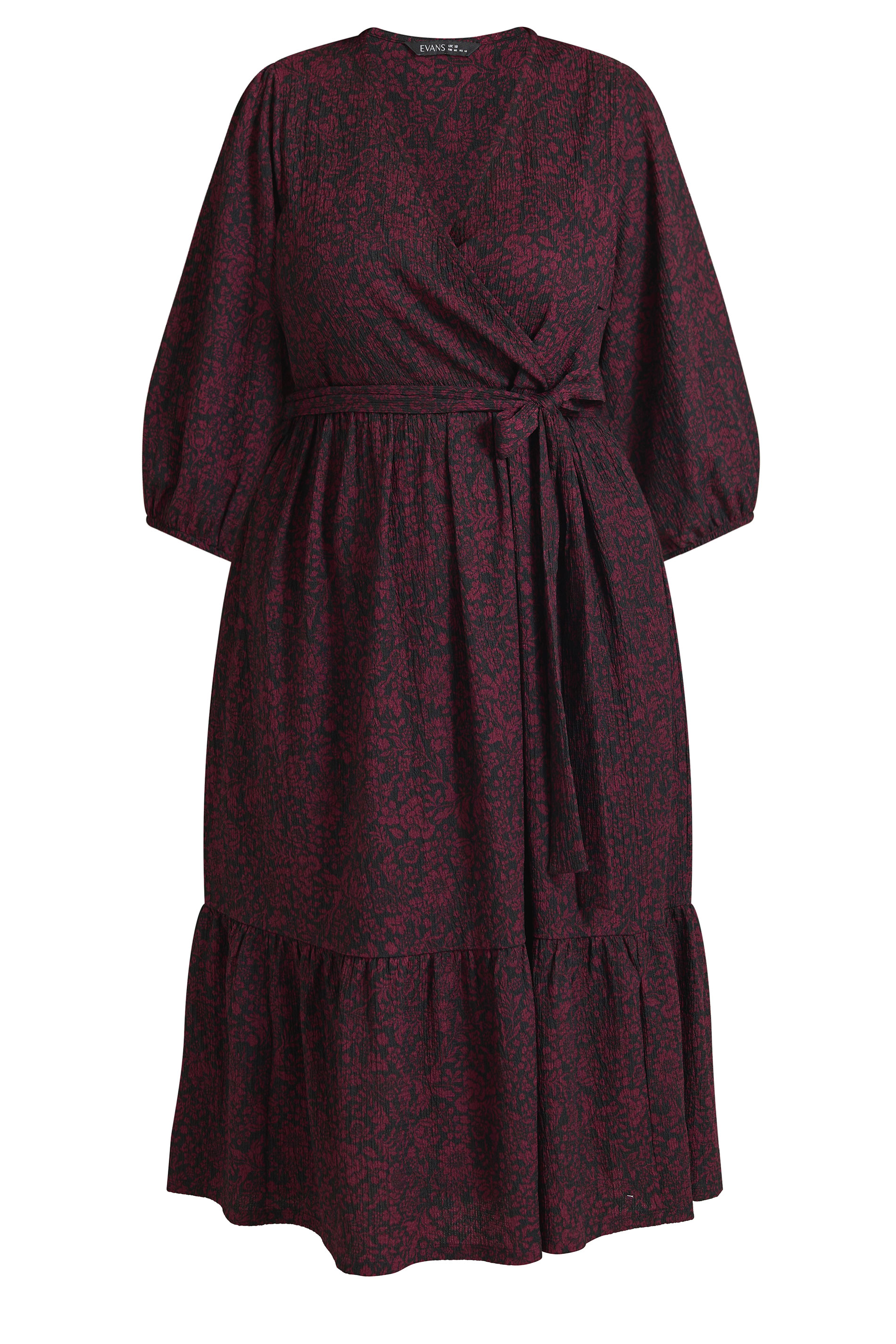 EVANS Plus Size Red Berry Floral Wrap Dress | Evans 5