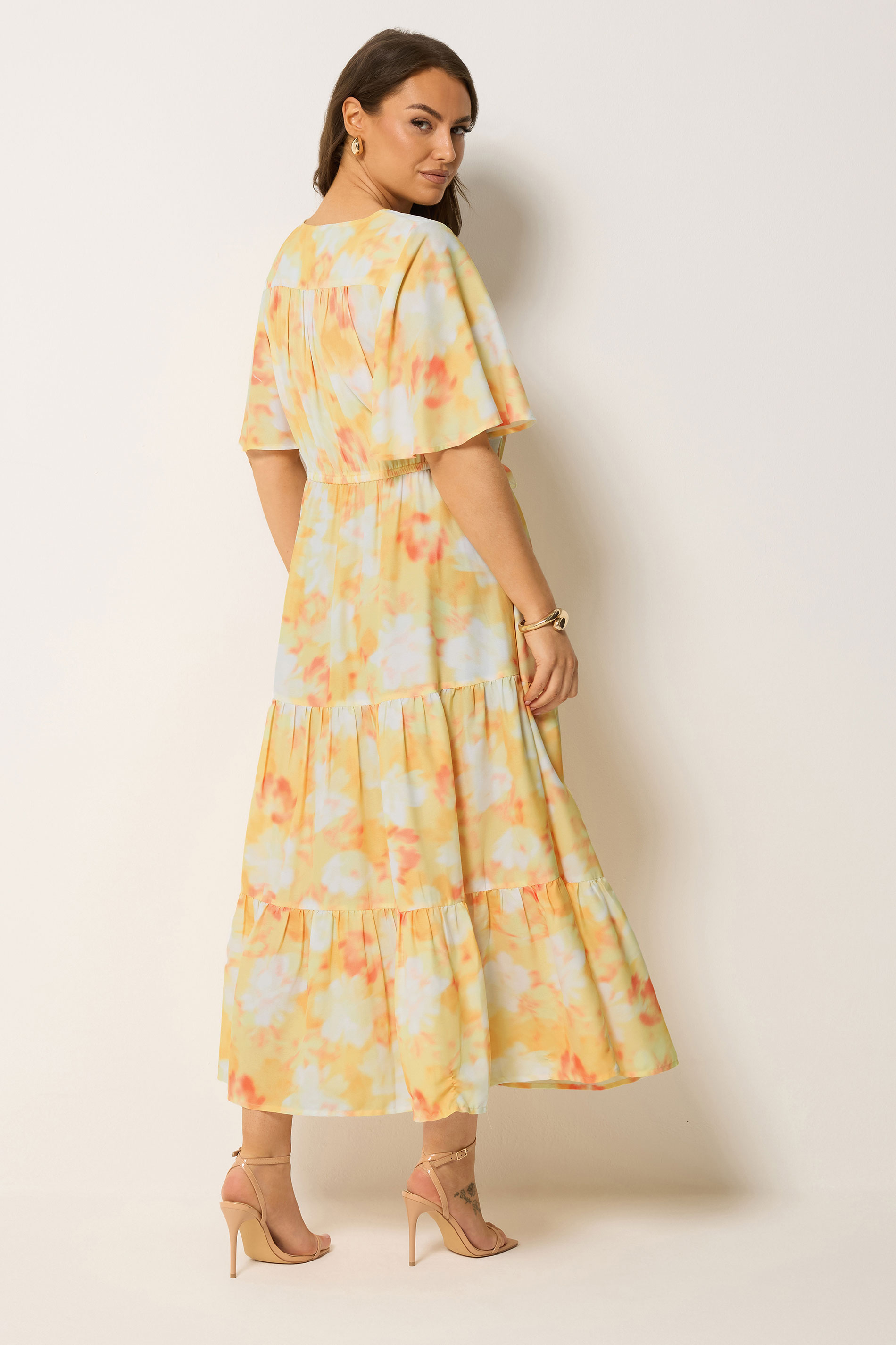 YOURS Plus Size Yellow Tiered Floral Dress | Yours Clothing 4