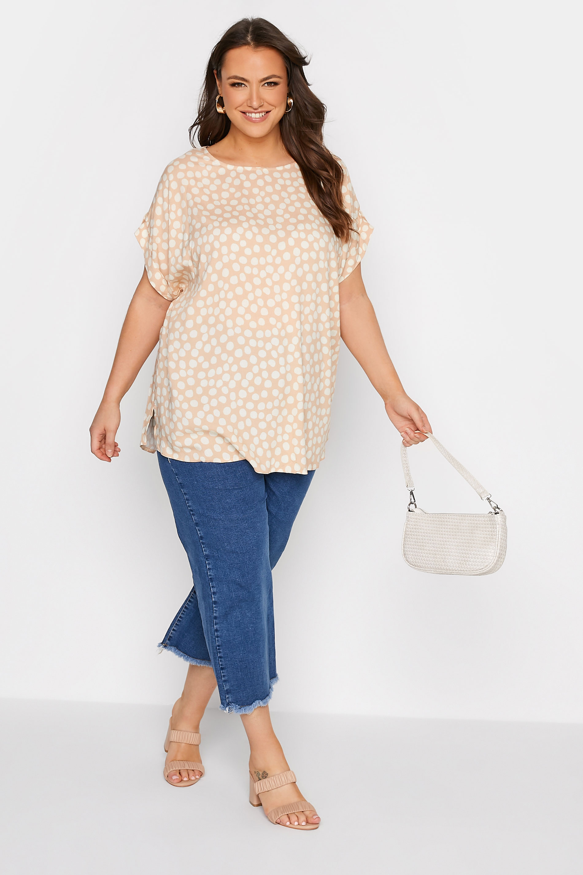 Grande taille  Tops Grande taille  Blouses & Chemisiers | Top Beige à Pois Manches Courtes - VP28023