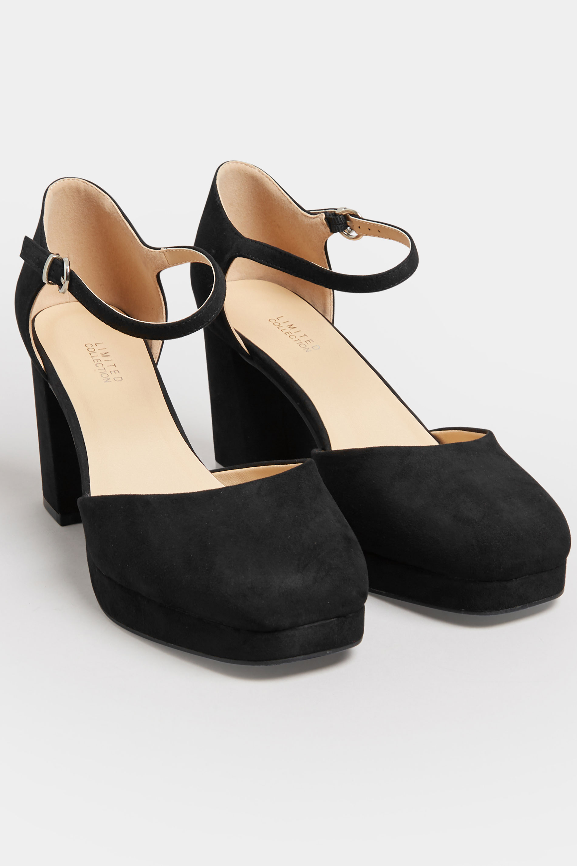 LIMITED COLLECTION Black Platform Court Shoes In Extra Wide EEE Fit | Yours Clothing 1
