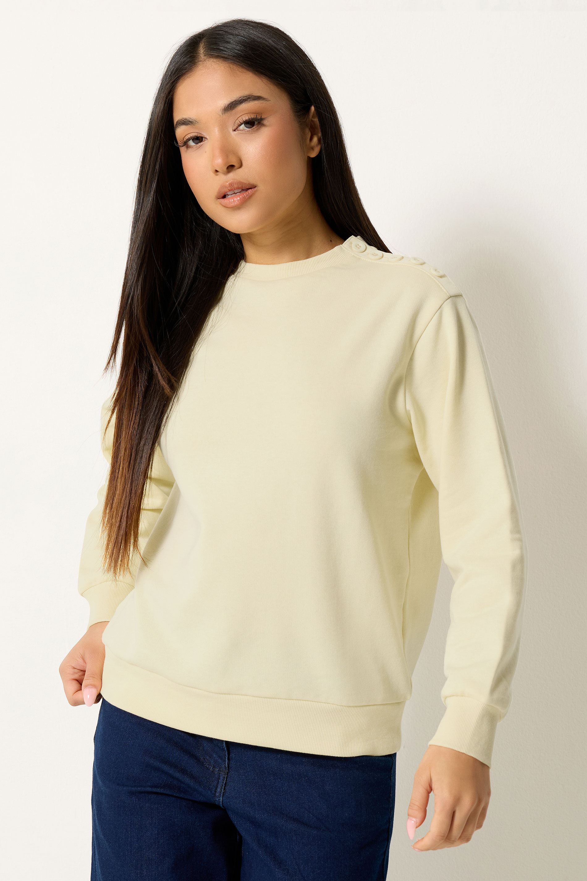 M&Co Petite Yellow Button Detail Sweatshirt | M&Co 3