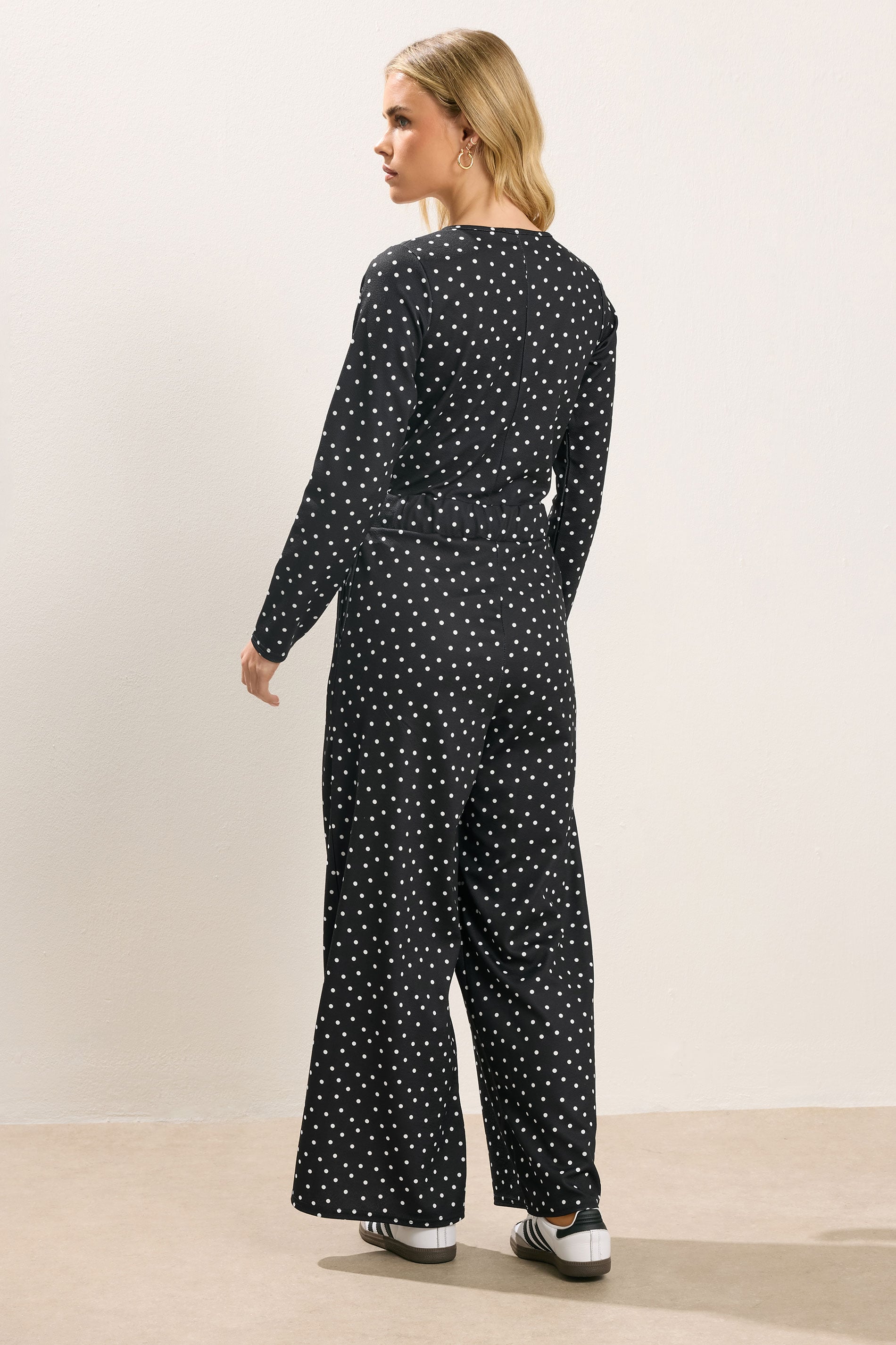 PixieGirl Petite Women's Black Polka Dot Wide Leg Jumpsuit | PixieGirl 2