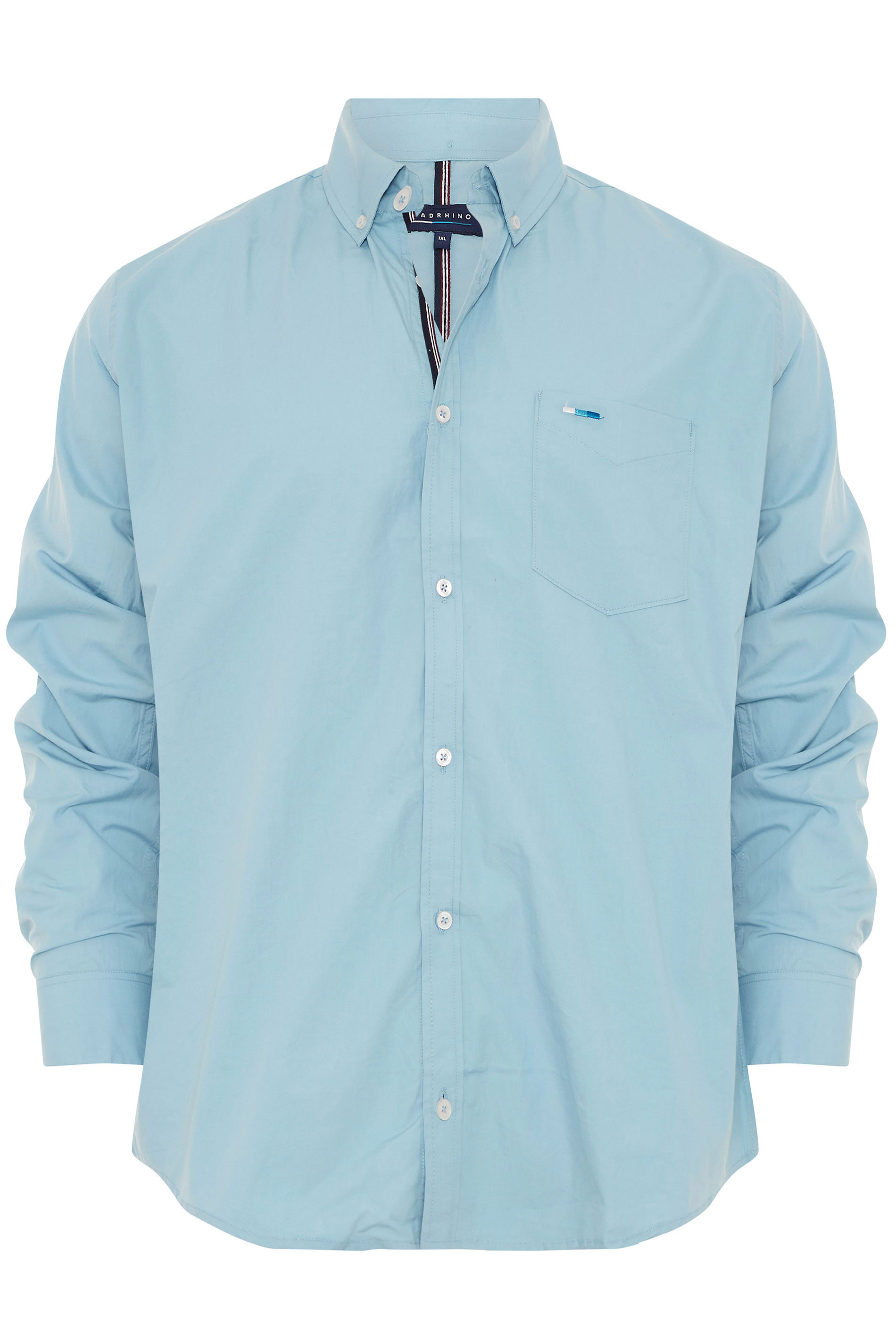BadRhino Big & Tall Light Blue Poplin Long Sleeve Shirt | BadRhino 2