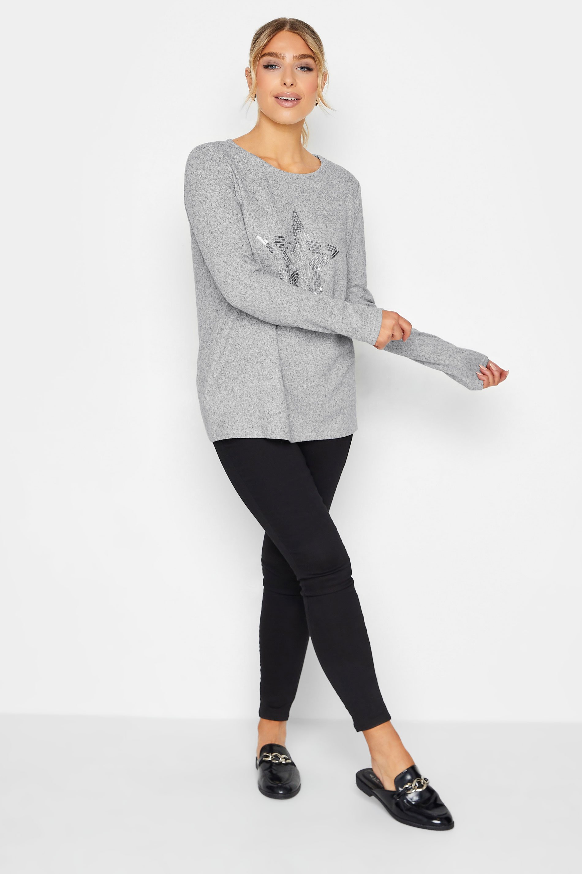 M&Co Grey Sequin Star Soft Touch Jumper | M&Co 2