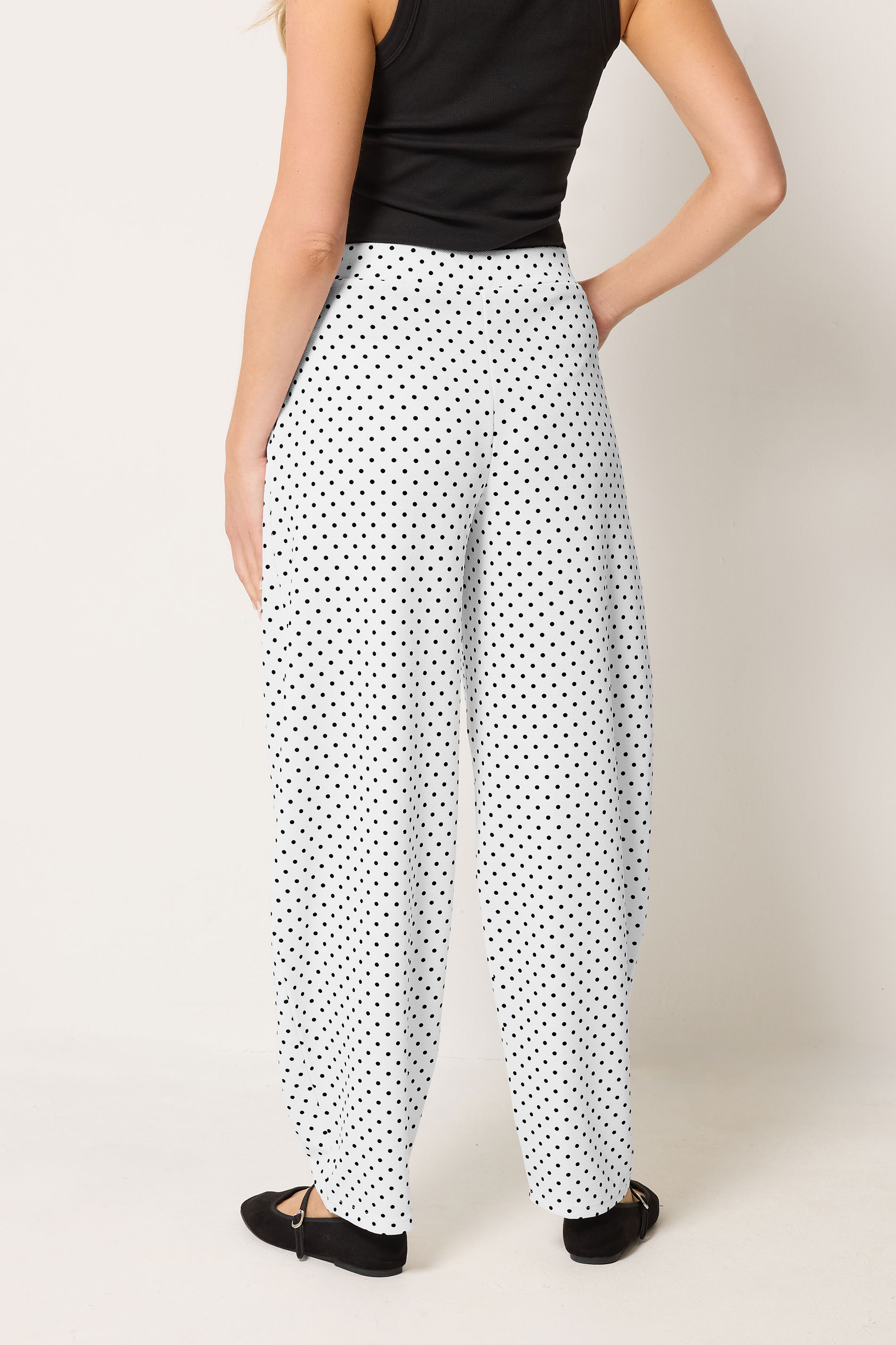 LTS Tall Women's White Polka Dot Barrel Leg Trousers | Long Tall Sally 5