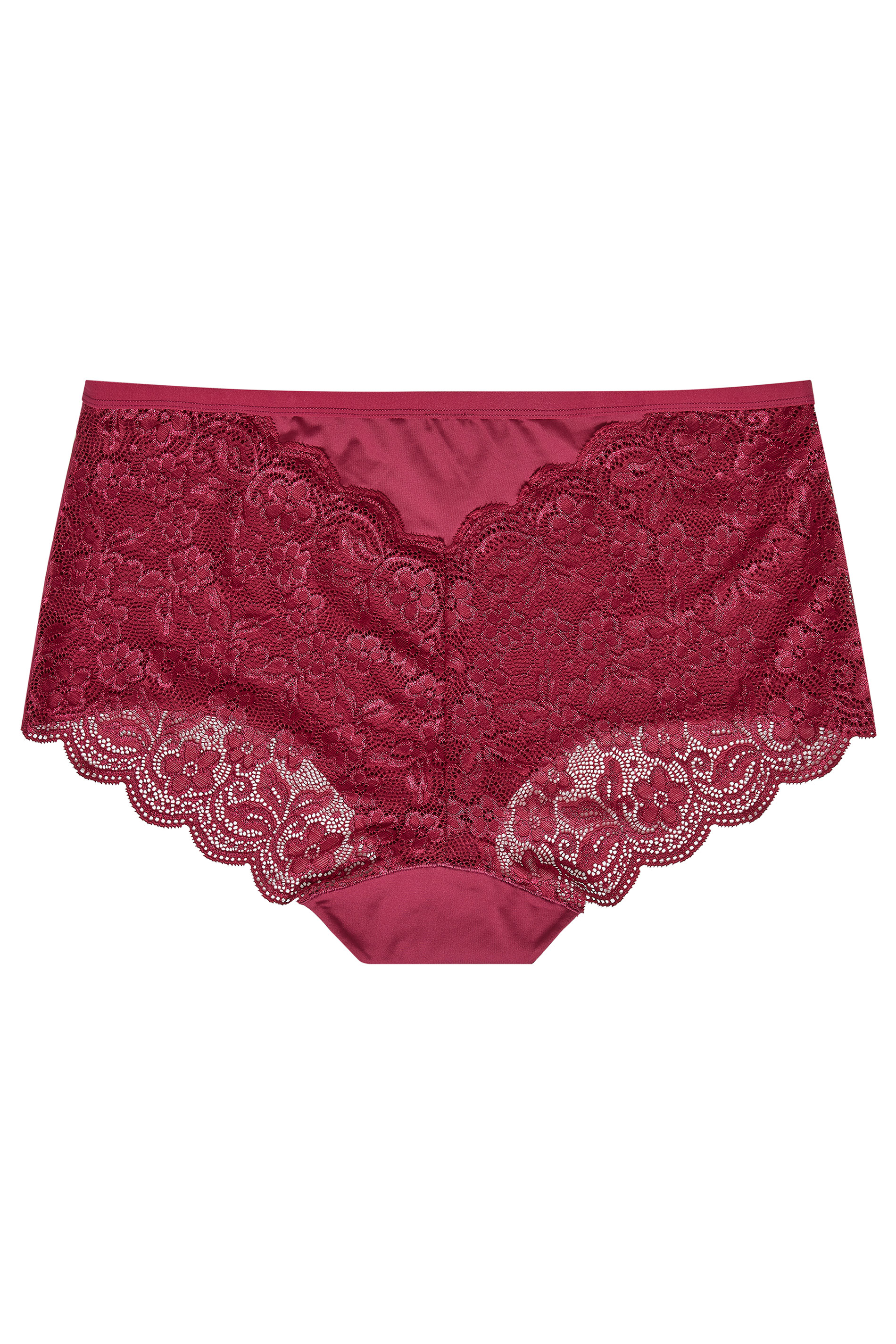 Dark Pink Lace Back Full Briefs | Yours Clothing