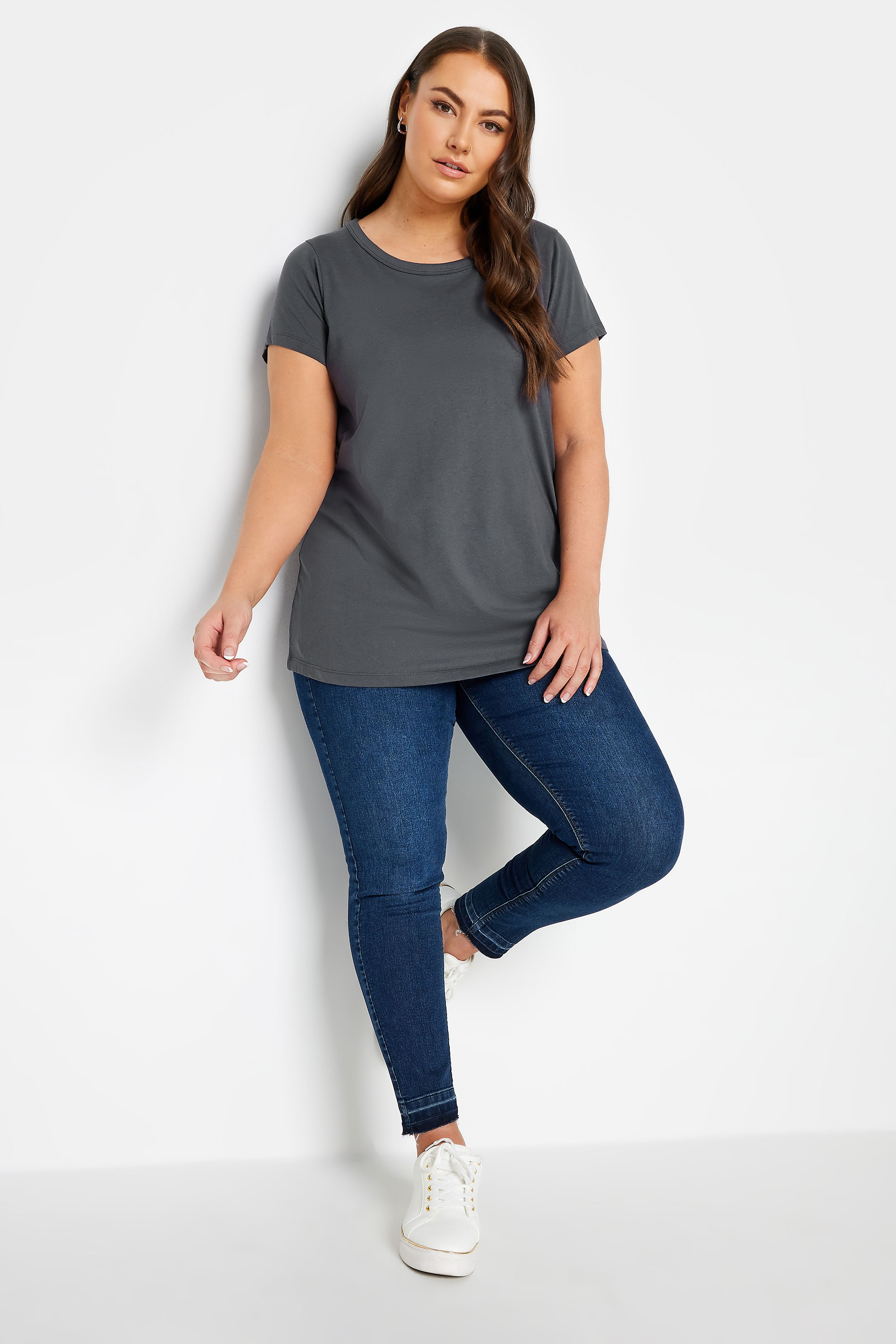 YOURS Plus Size Charcoal Grey Essential T-Shirt | Yours Clothing 2