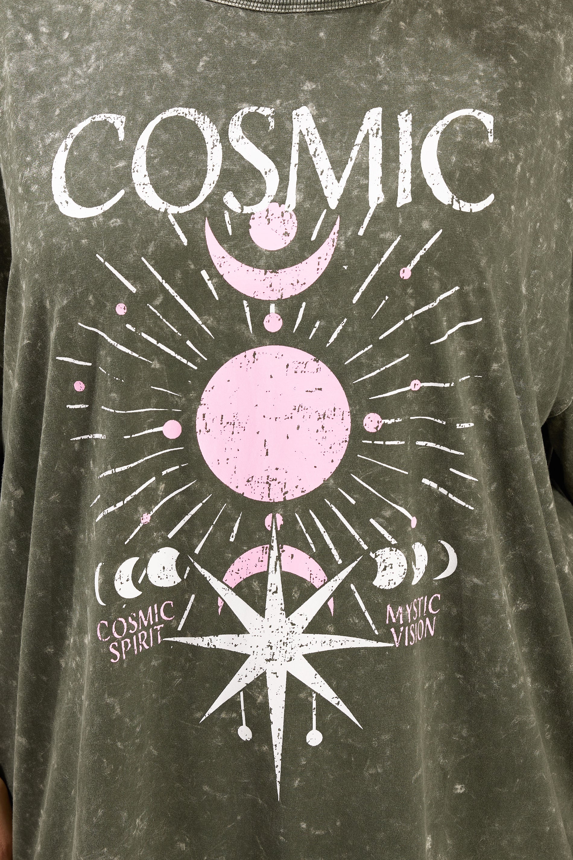YOURS Plus Size Green Acid Wash 'Cosmic' Oversized T-Shirt | Yours Clothing 4