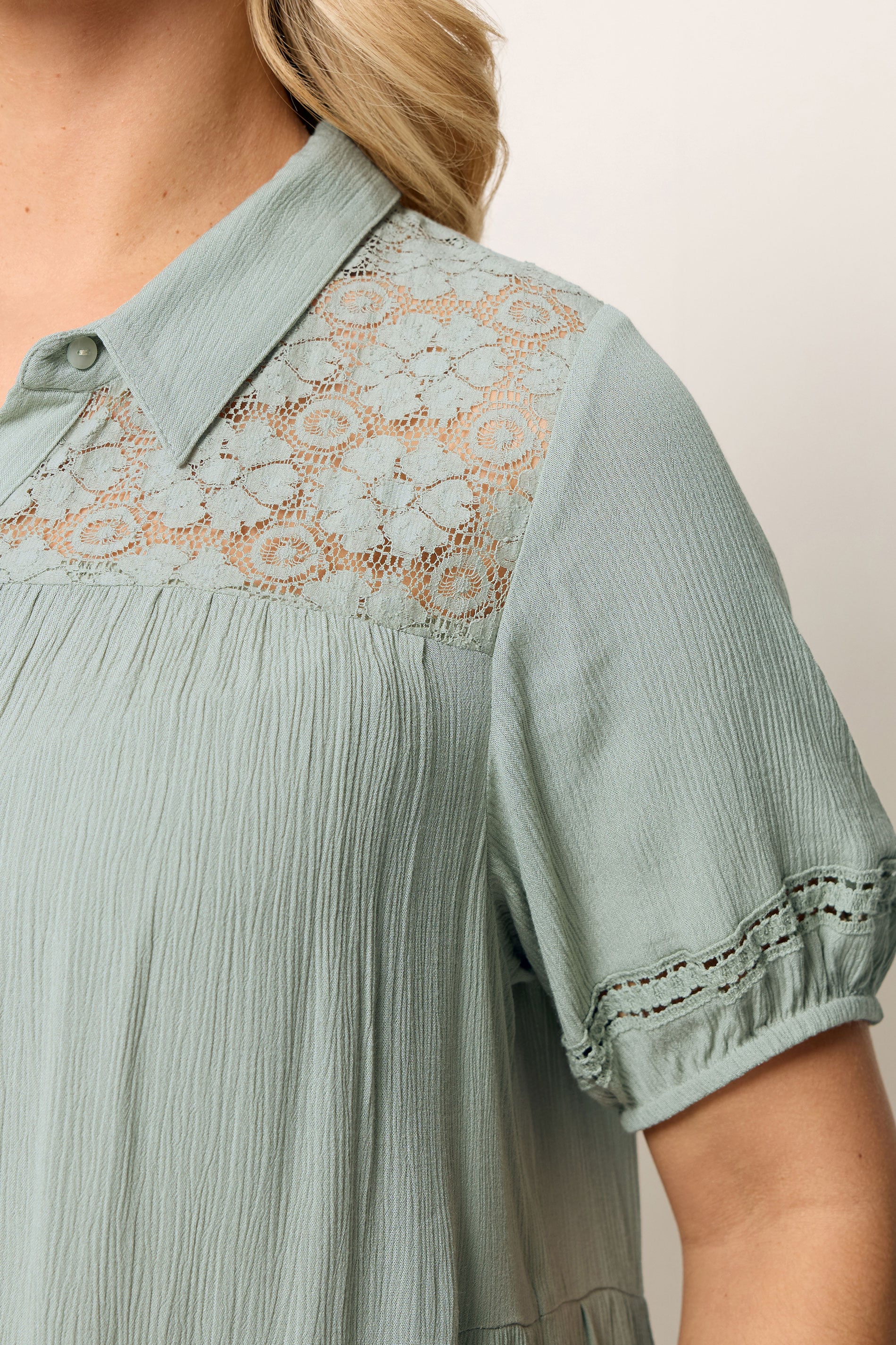 YOURS Plus Size Sage Green Tiered Shirt | Yours Clothing 4