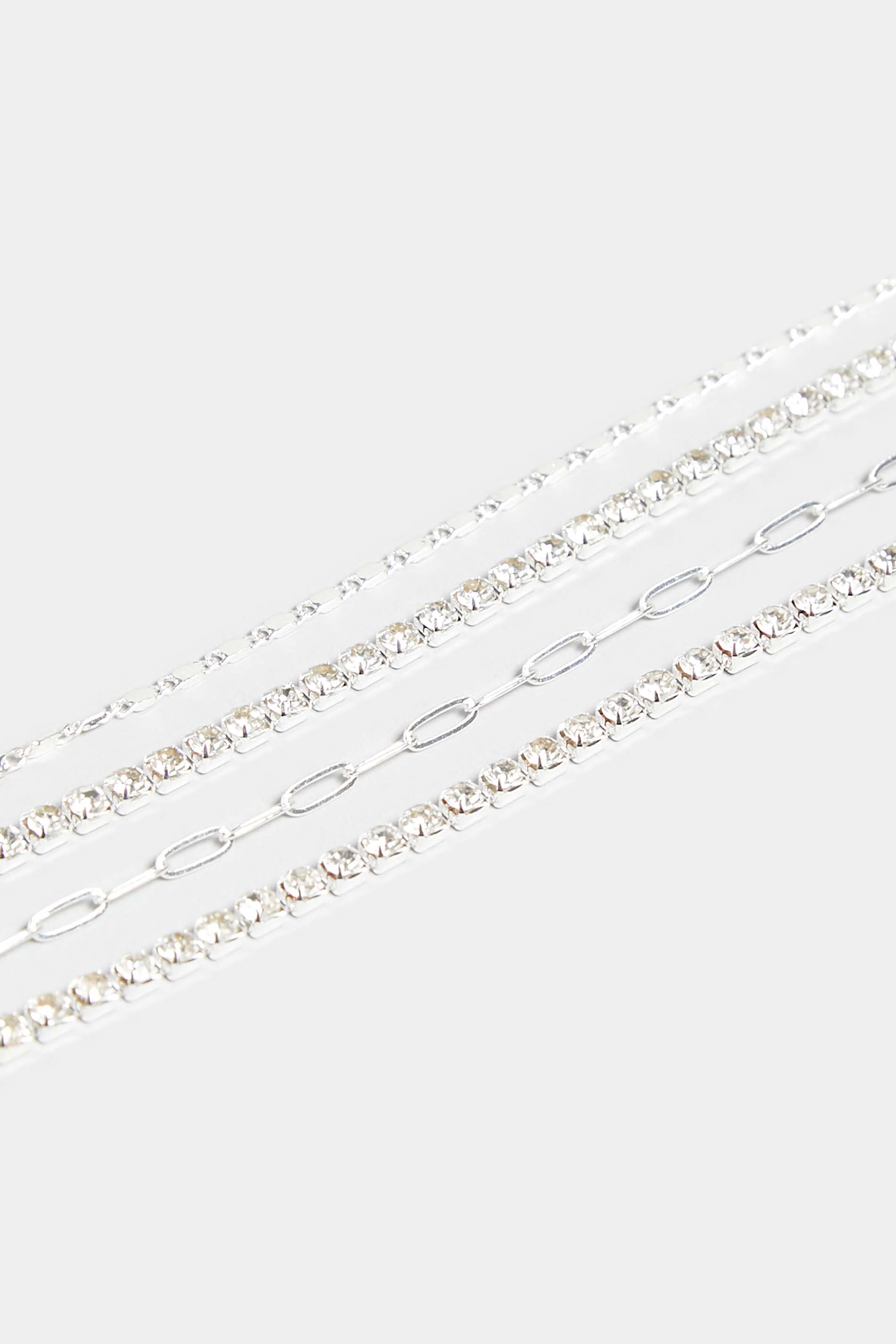 Silver Diamante Multi Layer Necklace | Yours Clothing 3