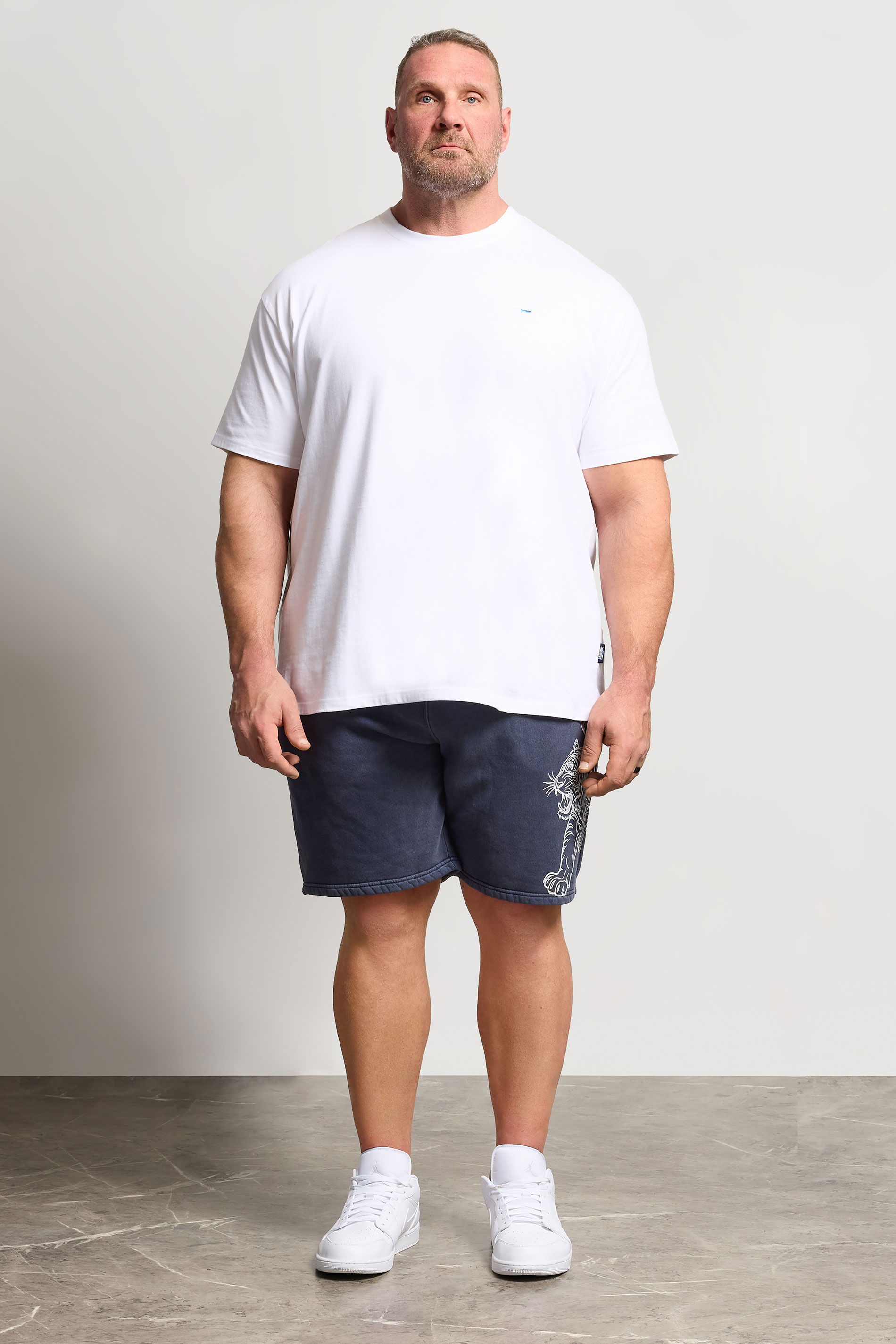BadRhino Big & Tall Navy Blue Tiger Printed Jogger Shorts | BadRhino 1