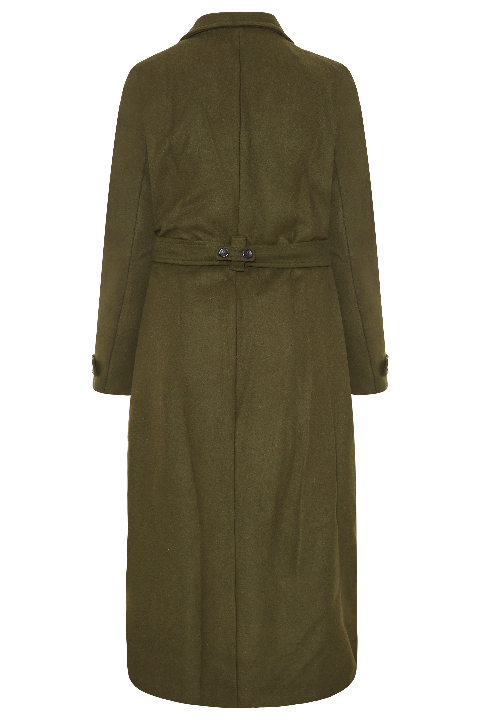 Khaki Green Wool Mix Wrap Maxi Coat | Long Tall Sally