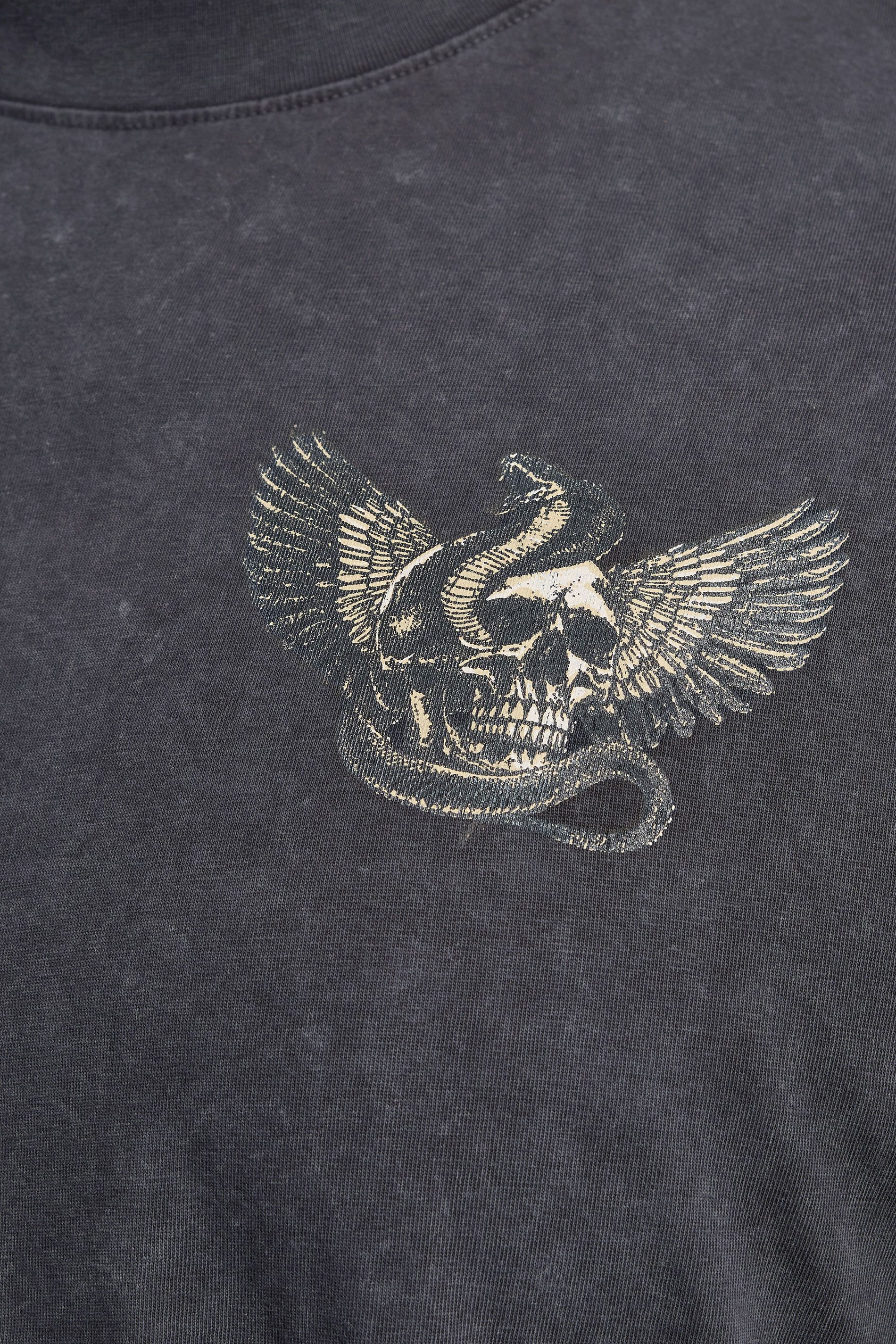 BadRhino Big & Tall Grey Extra Long Snake & Skull Graphic Acid Wash T-Shirt | BadRhino 5