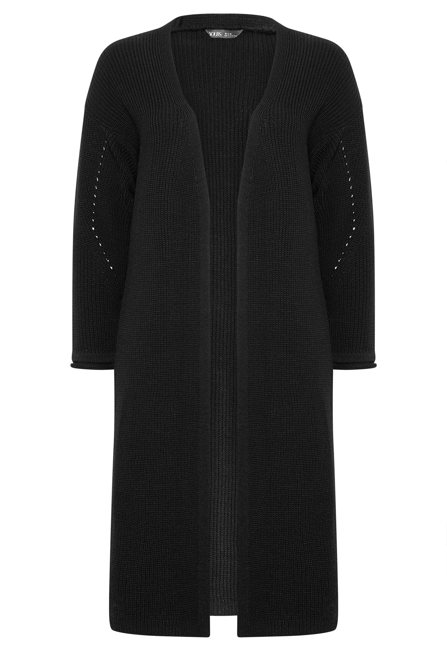 YOURS Plus Size Black Maxi Knitted Cardigan | Yours Clothing 5