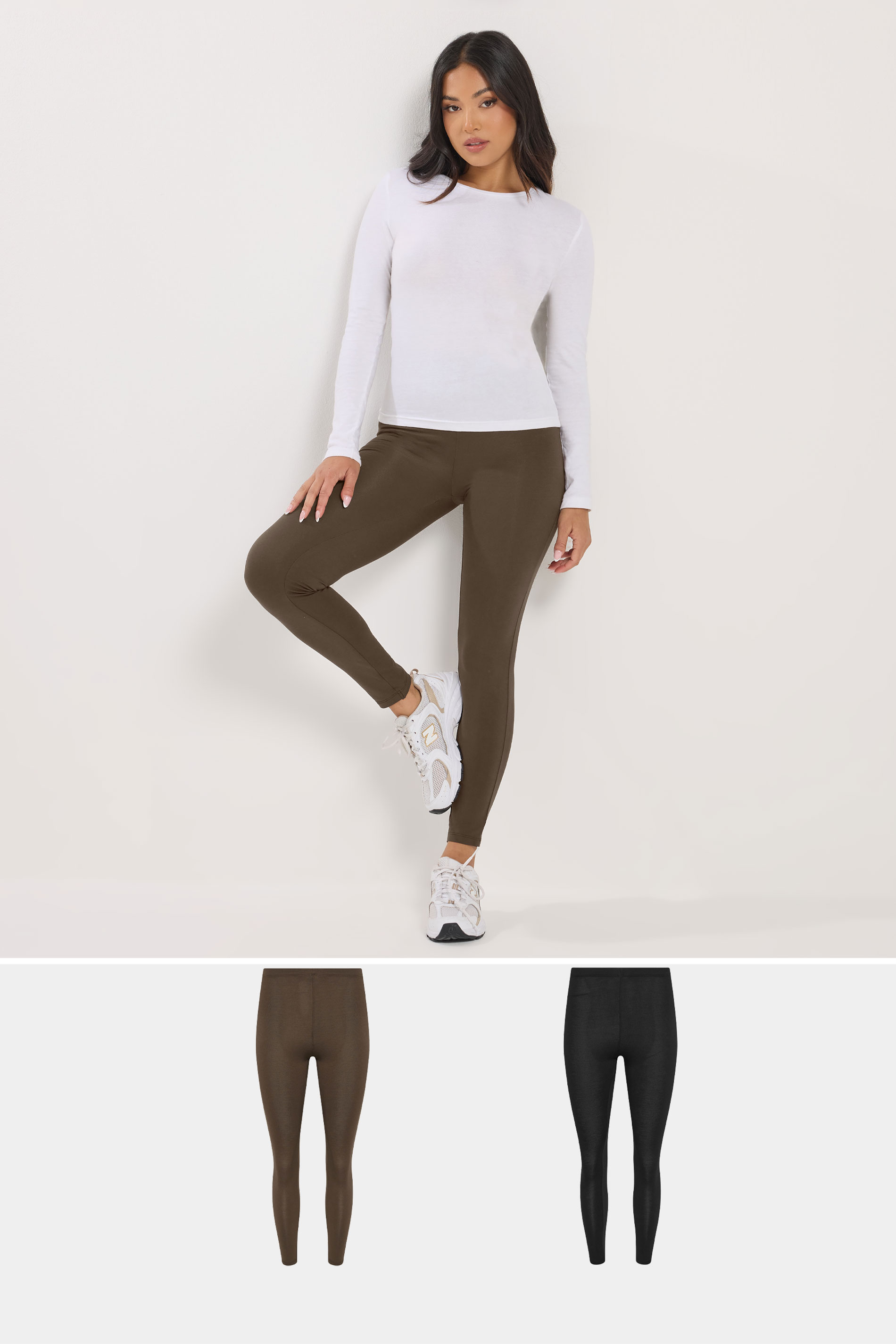 PixieGirl Petite 2 PACK Women's Chocolate Brown & Black Leggings | PixieGirl 3